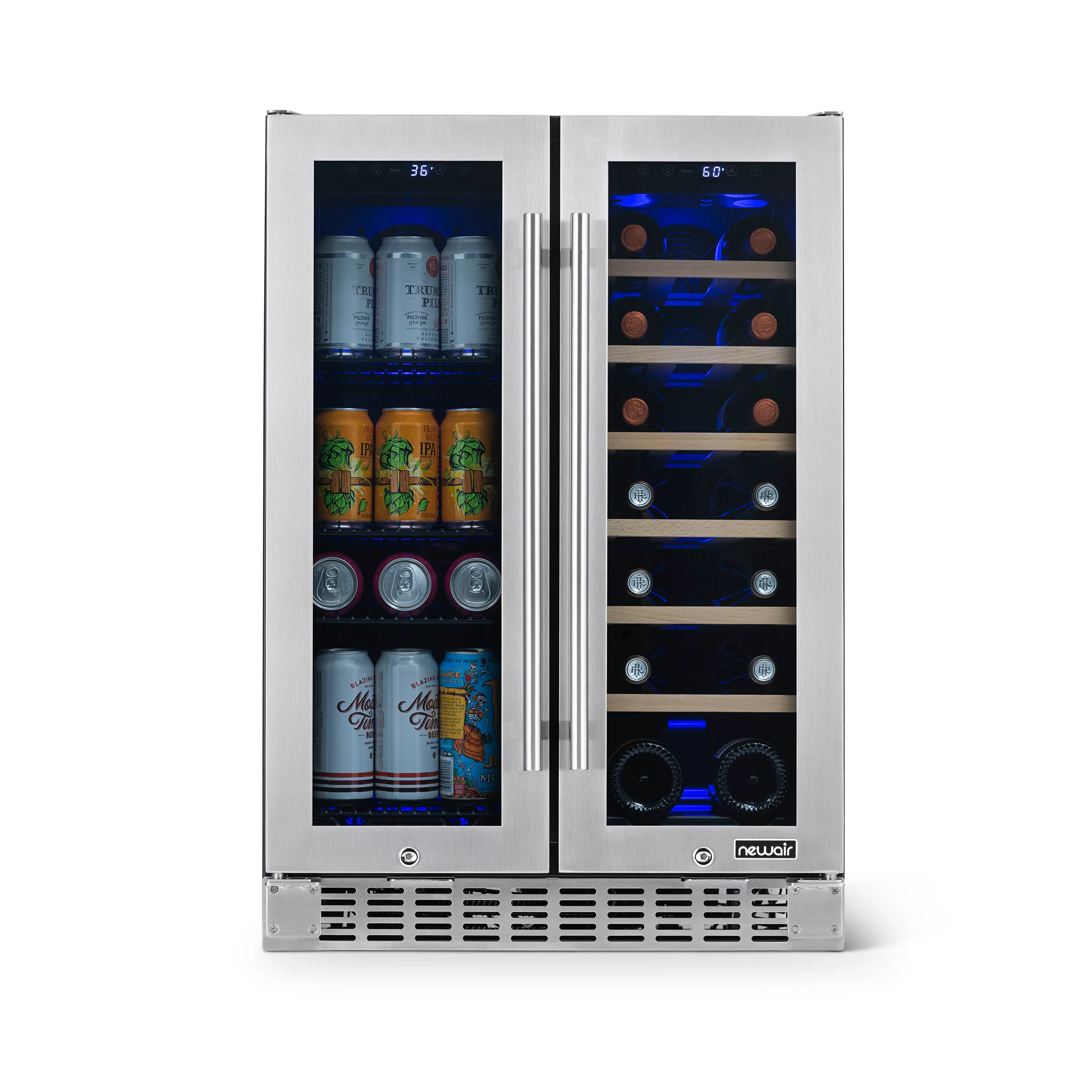 2026 Newair® 58-Can, 18-Bottle Premium Built-in Dual Zone Beverage Fridge - 24