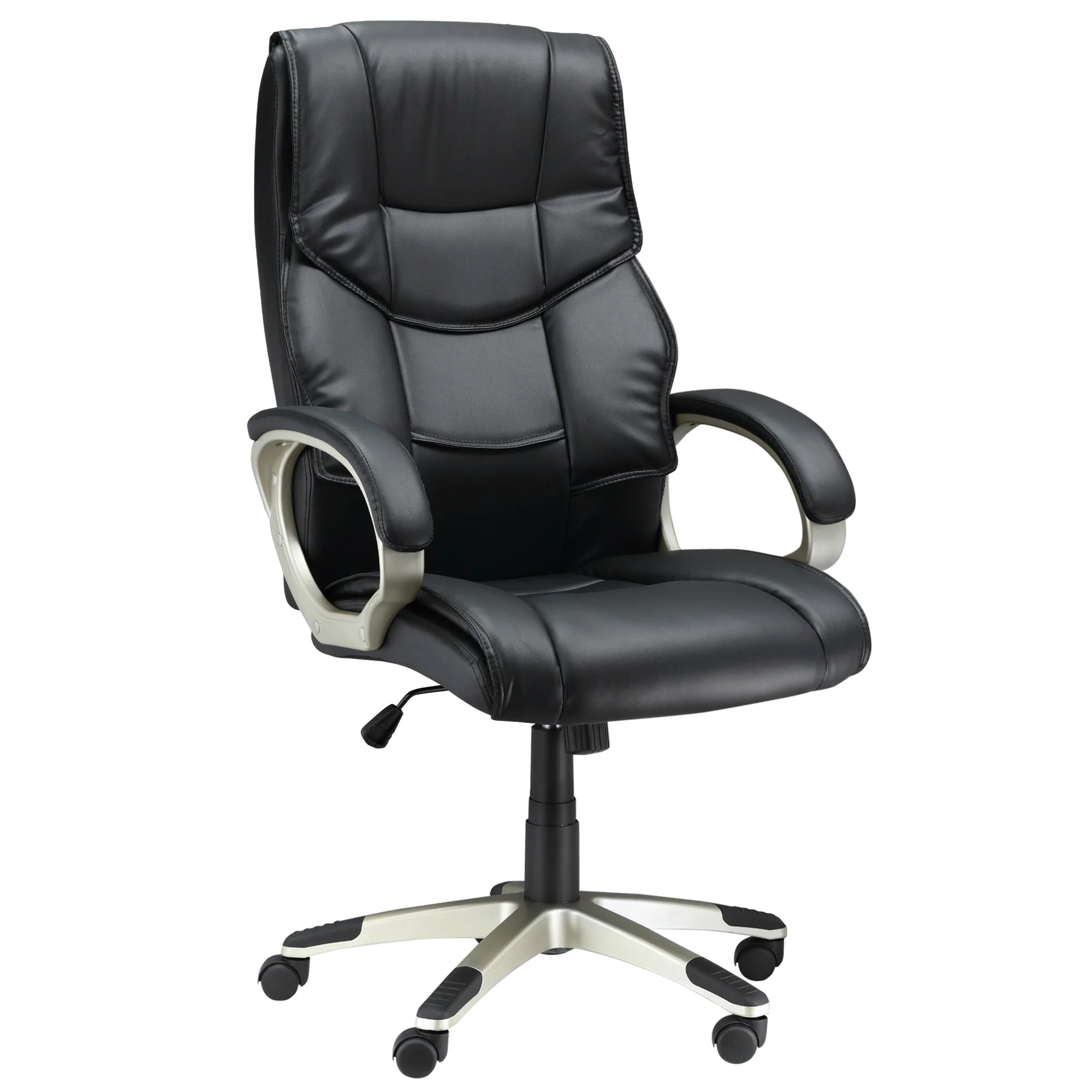 High Back Computer Office Chair, Faux Leather Swivel Desk Chair with Adjustable Height, Black