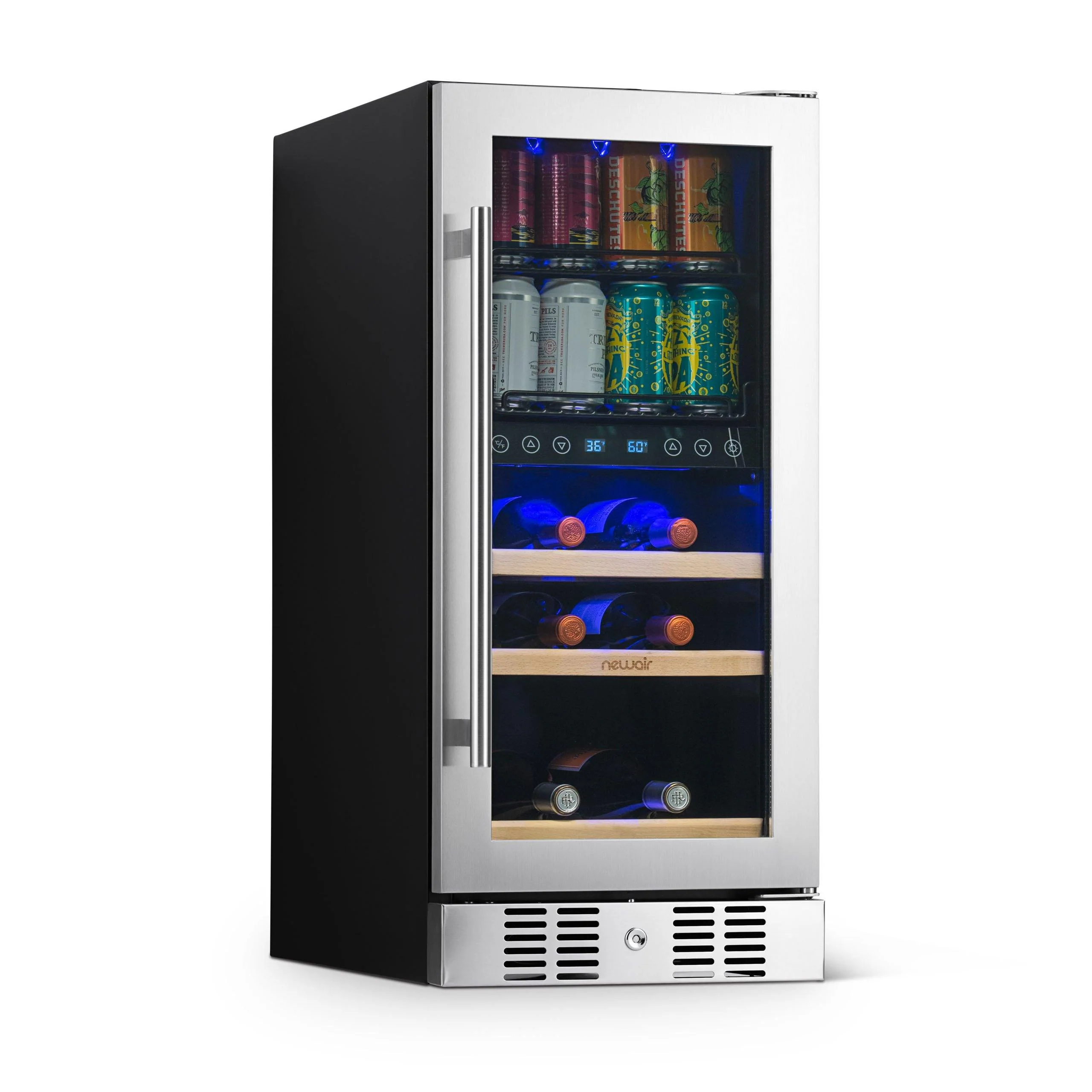 2026 Newair® 48-Can, 9-Bottle Built-in Dual Zone Beverage Fridge - 15