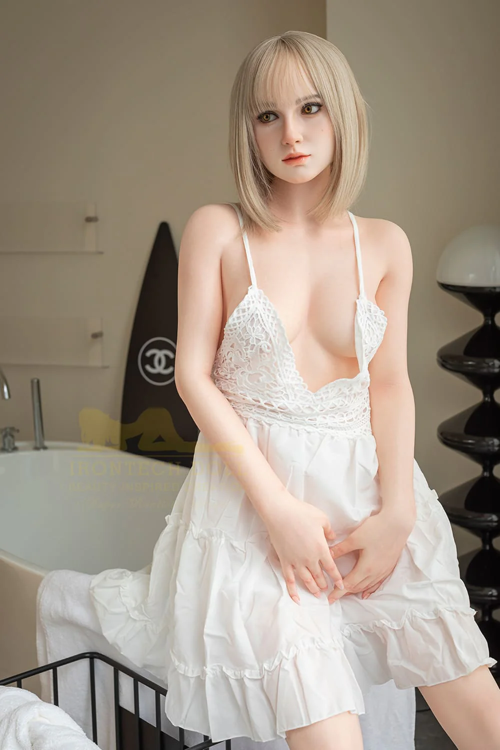 sex doll RC5ft4 / 163cm B-cup Woman's Dress Silicone Blonde Sex Doll - Irontech Doll Tina - R C