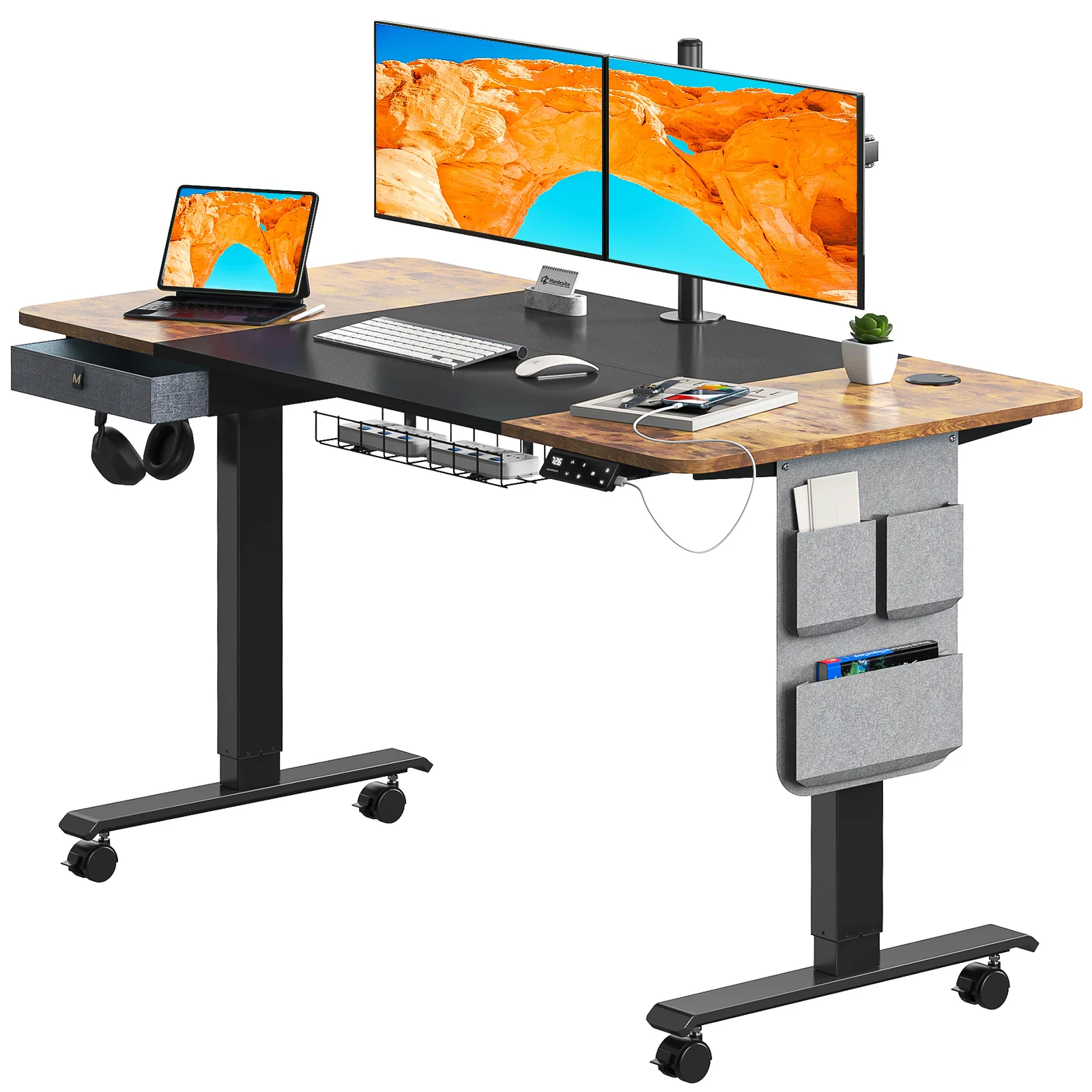 Maidesite M2 55x28inch Electric Standing Desk With Accessories Kit For Home Office