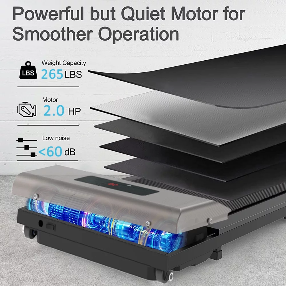 2026 Bigzzia Walking Pad Under Desk Treadmill, Treadmills with Remote Control & LCD Display for Home Office, 265 lbs Max Weight, Pink