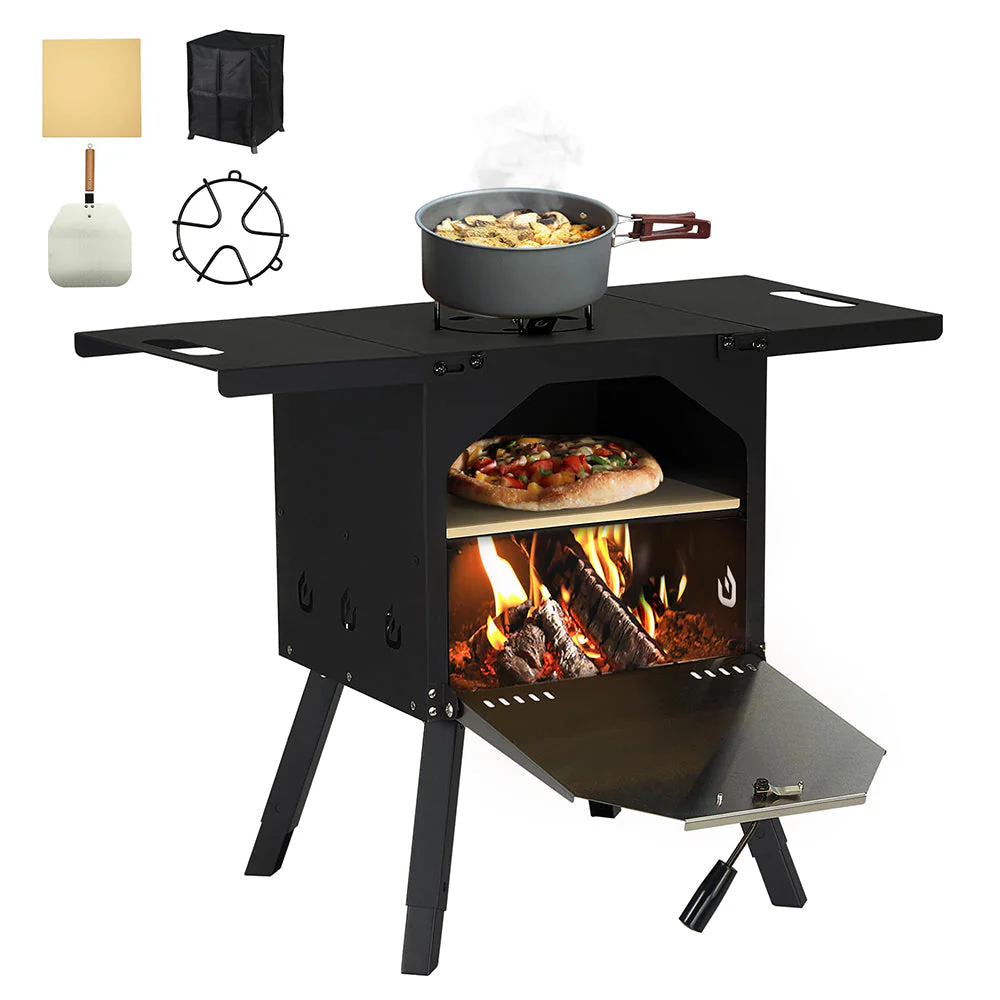 Outdoor Wood Fired 2-Layer Pizza Oven with Accessories