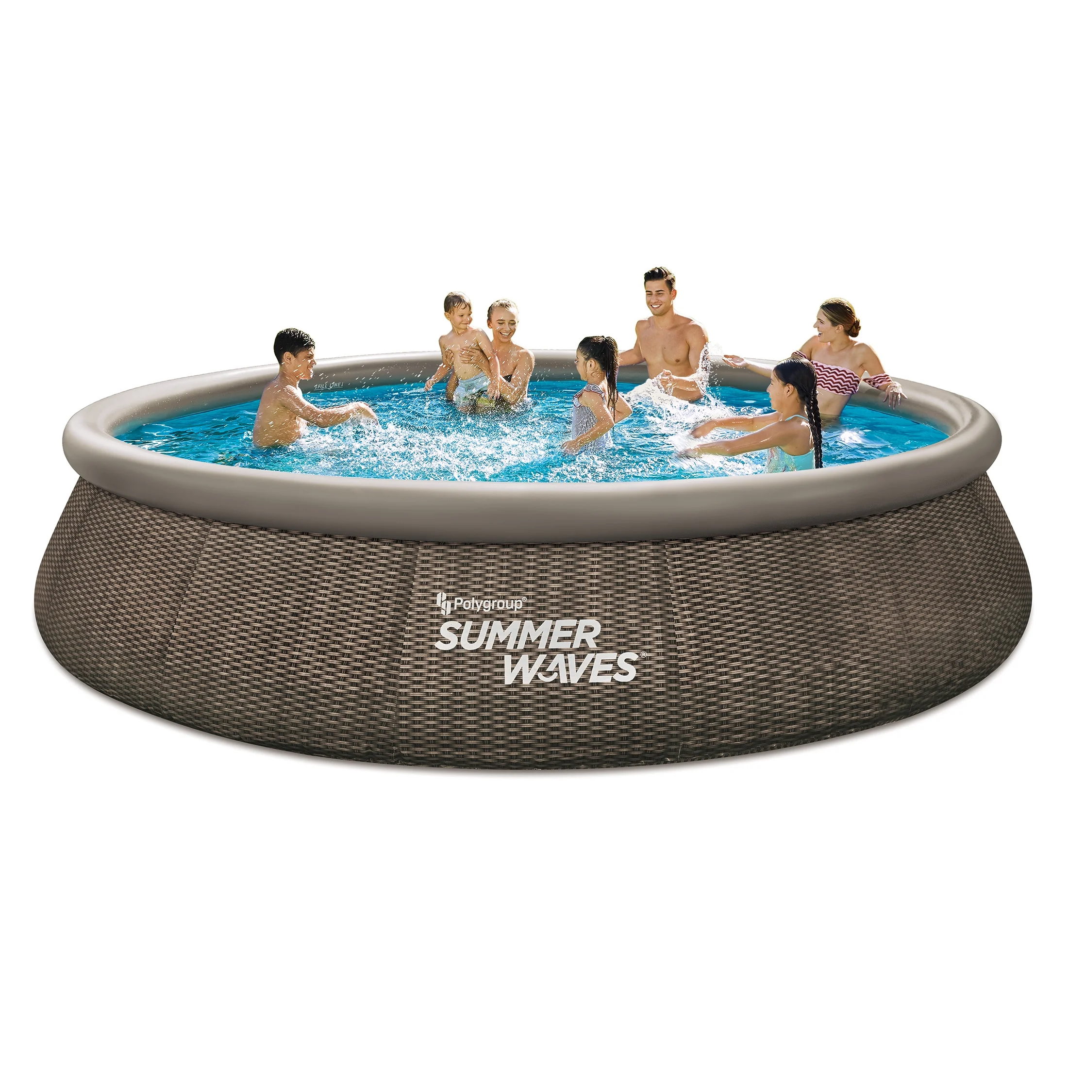 2026 Summer Waves 15 ft Dark Double Rattan Quick Set Pool, Round, Ages 6+, Unisex