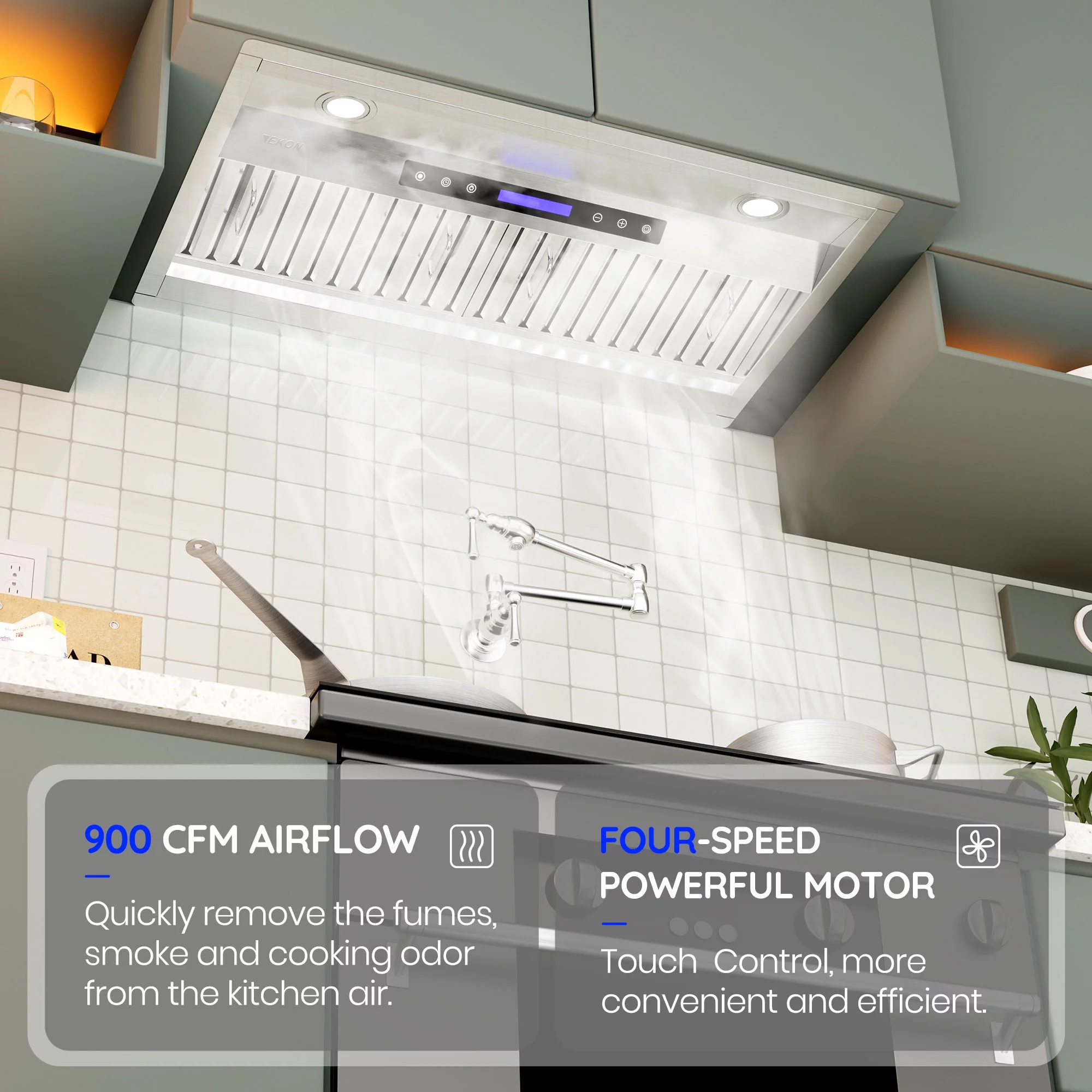 2026 EKON Kitchen Expert 36 inch 900 CFM Convertible Insert Range Hood with Remote control