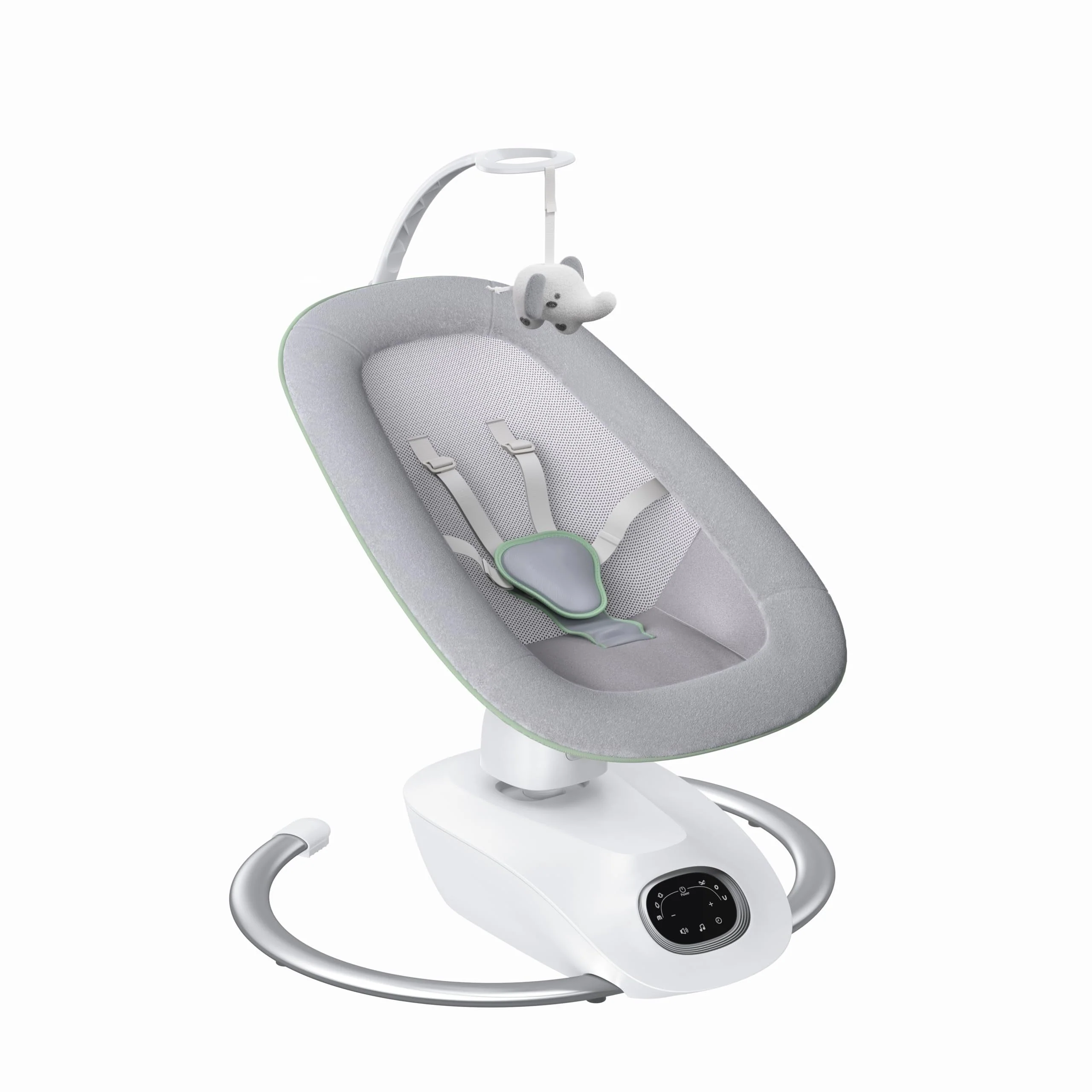 CocoSway 3D Baby Swing, Electric Swing for Infants, 6 Motions & 4 Speeds, Remote Control, 8 Lullabies, Comfort for Babies Up to 20 lbs, Cobblestone