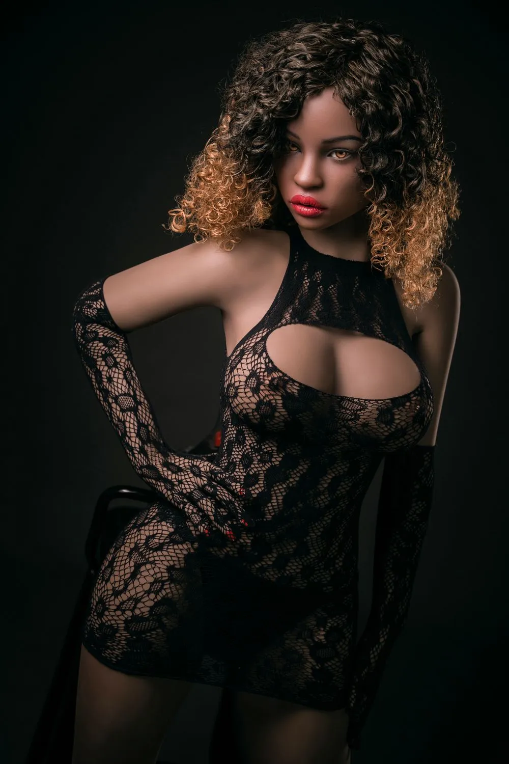 sex doll RC4.98ft /152cm  Silicone Head Black Sex Doll - Tinsle - R C