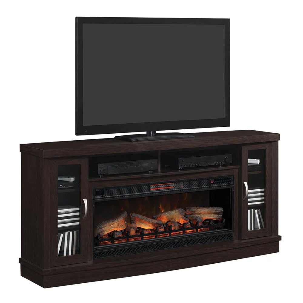2026 Hutchinson 70-in Electric FireplaceTV Stand in Oak Espresso