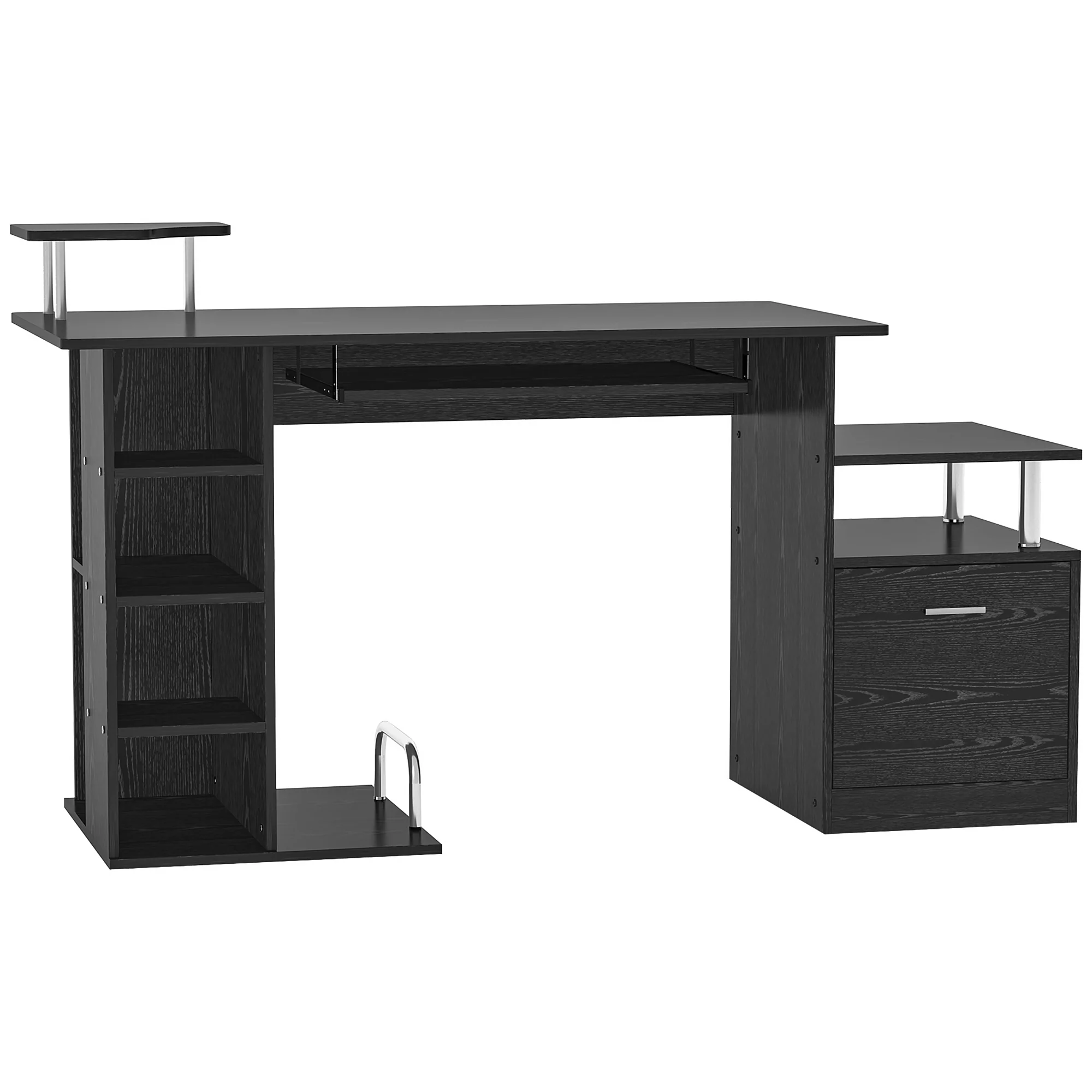 Computer Desk PC Workstation with Drawer Shelves, CPU Storage Rack for Home Office, Black
