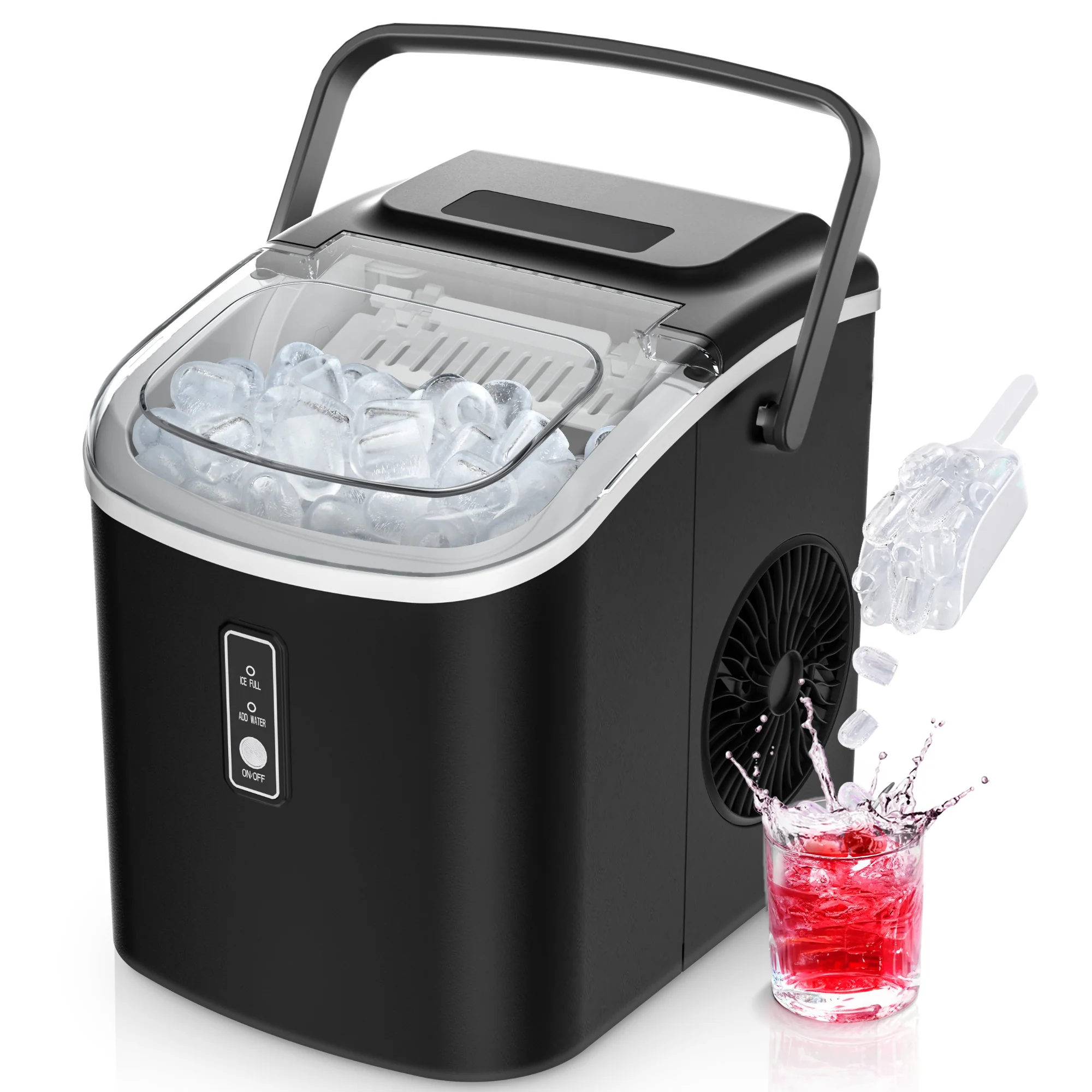 2026 EUHOMY Countertop Ice Maker Machine with Handle Auto-Cleaning Portable Ice Maker with Basket and Scoop