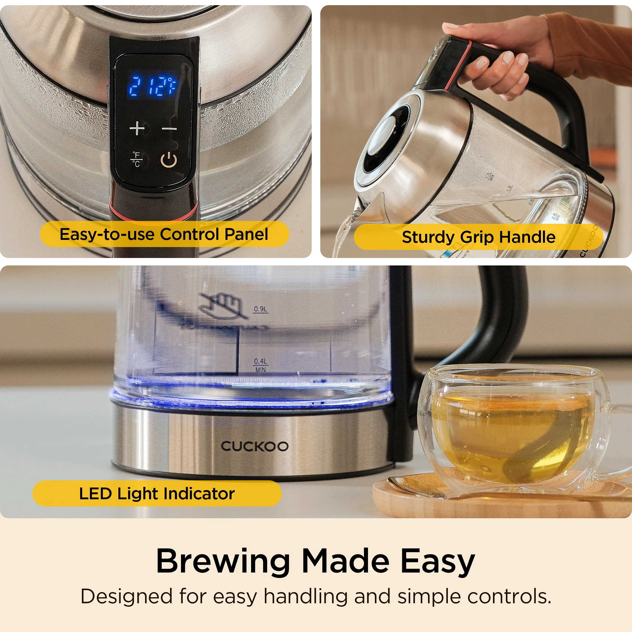 2026 Electric Glass Kettle with Tea Infuser (CK-G170BS)