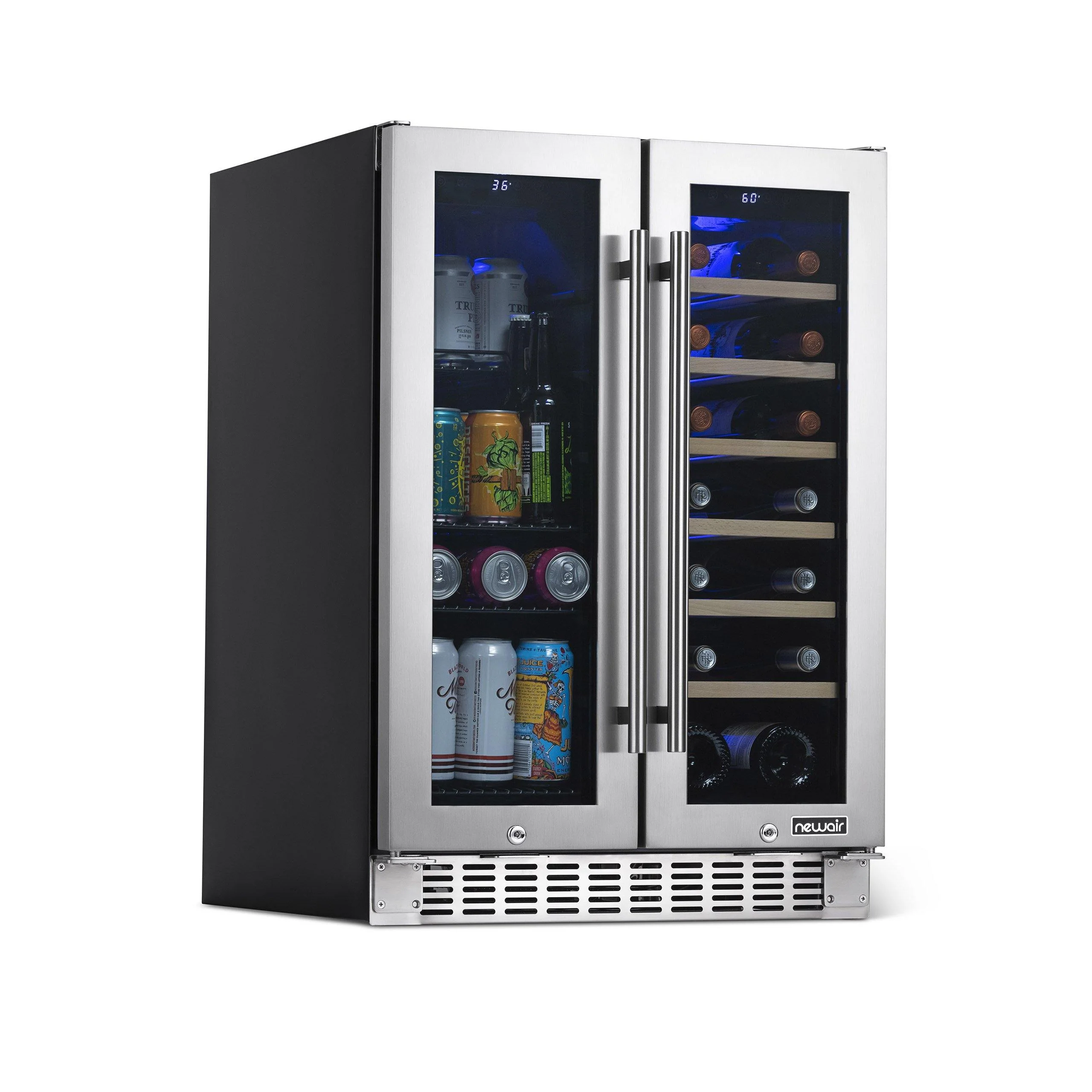 2026 Newair® 58-Can, 18-Bottle Premium Built-in Dual Zone Beverage Fridge - 24