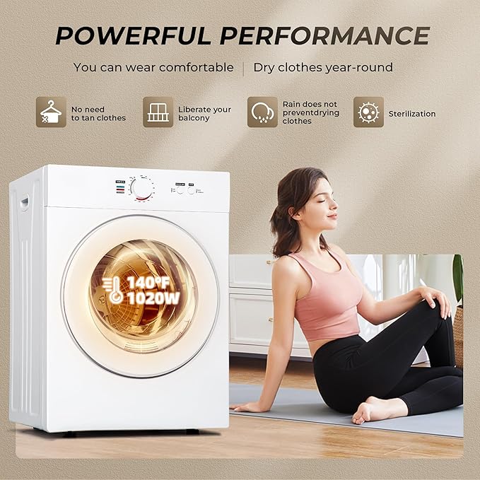 2026 EUHOMY Compact Dryer Portable Clothes Dryers with Exhaust Duct