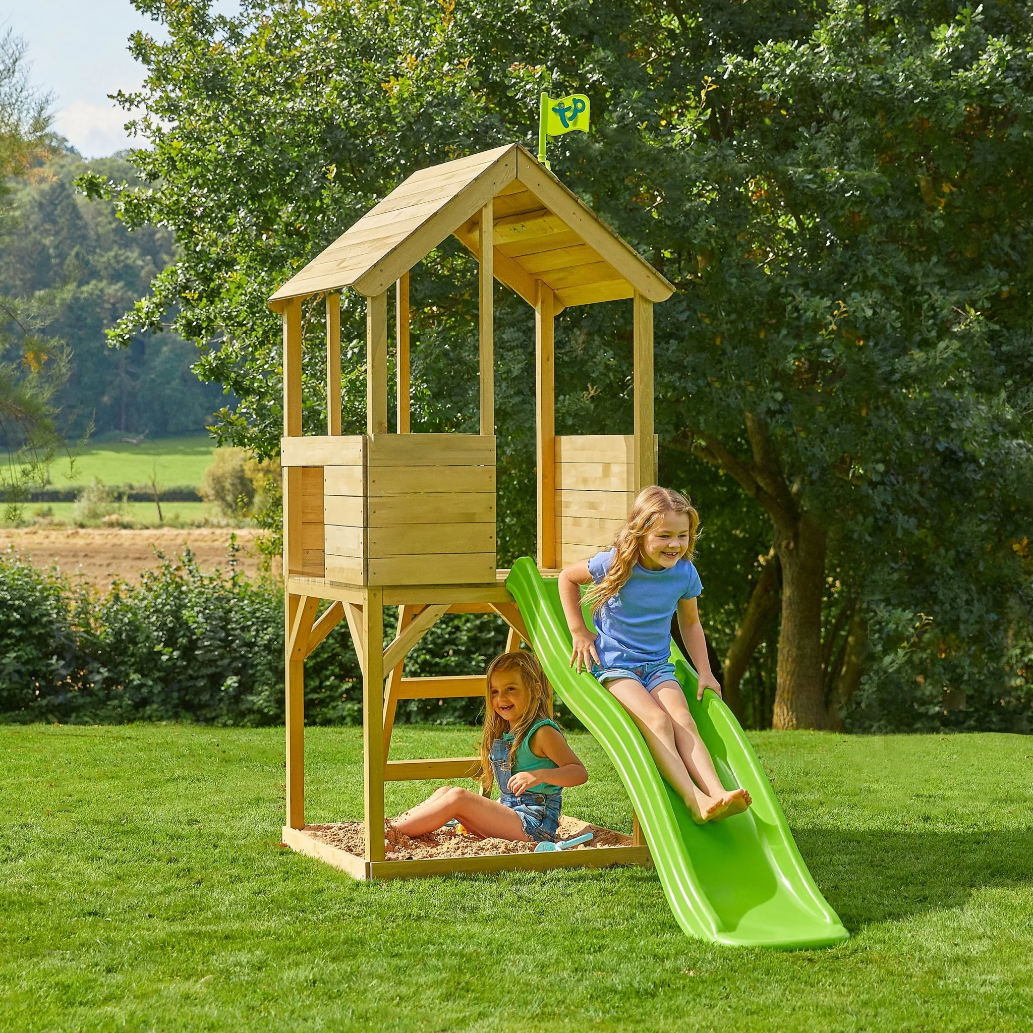 TP Treehouse Wooden Play Tower with Wavy Slide - FSC® certified