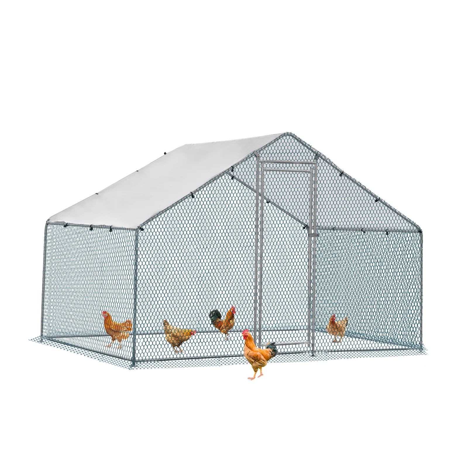 2026 ZephyPaws 6.5 x 10 ft Large Metal Chicken Coop, Walk-in Poultry Cage Chicken Hen Run House with Waterproof Cover, Rabbits Cats Dogs Farm Pen for Outdoor Backyard Farm Garden
