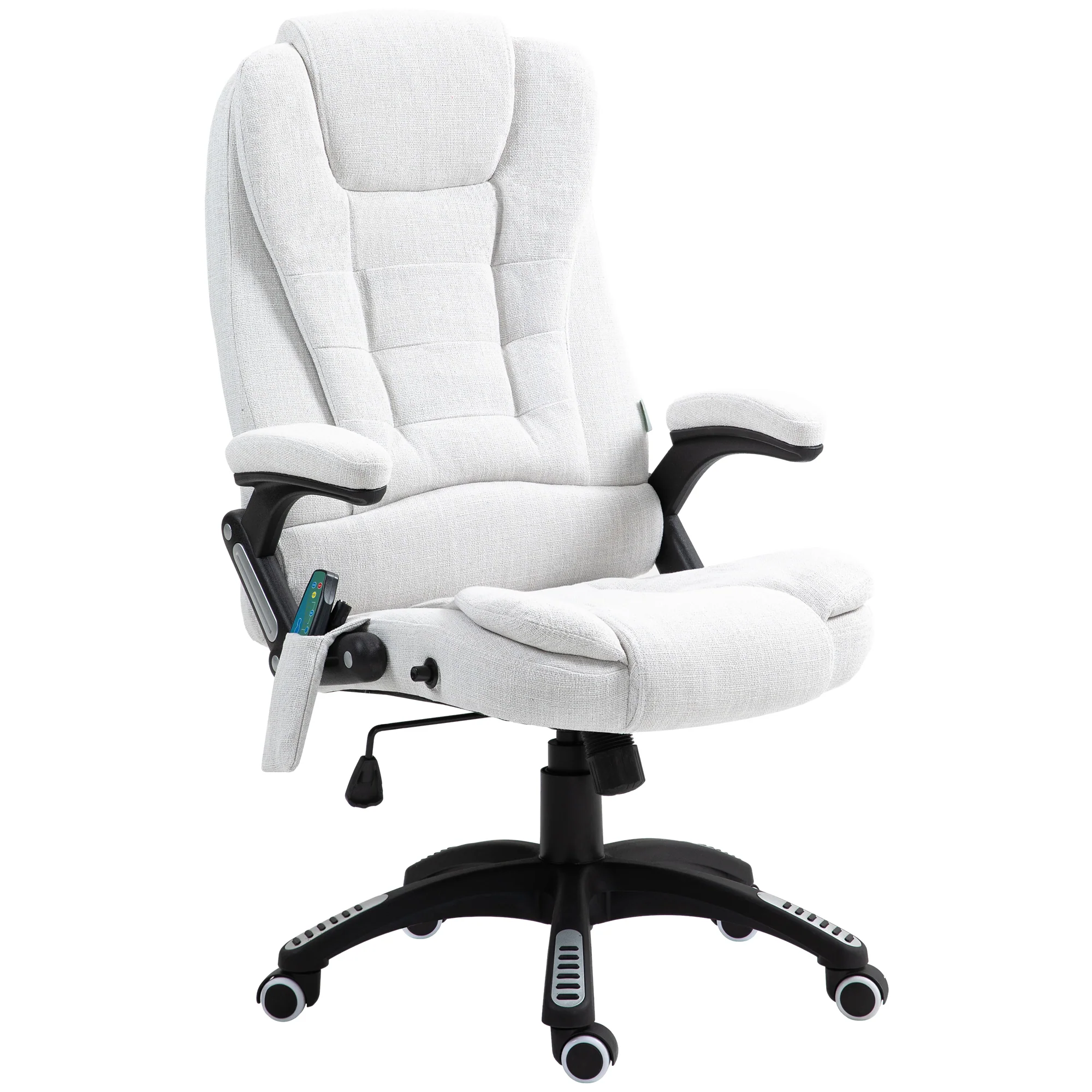 Ergonomic Desk Chair with 6-Point Massage and Back Heated, Linen-Feel Fabric, Cream White