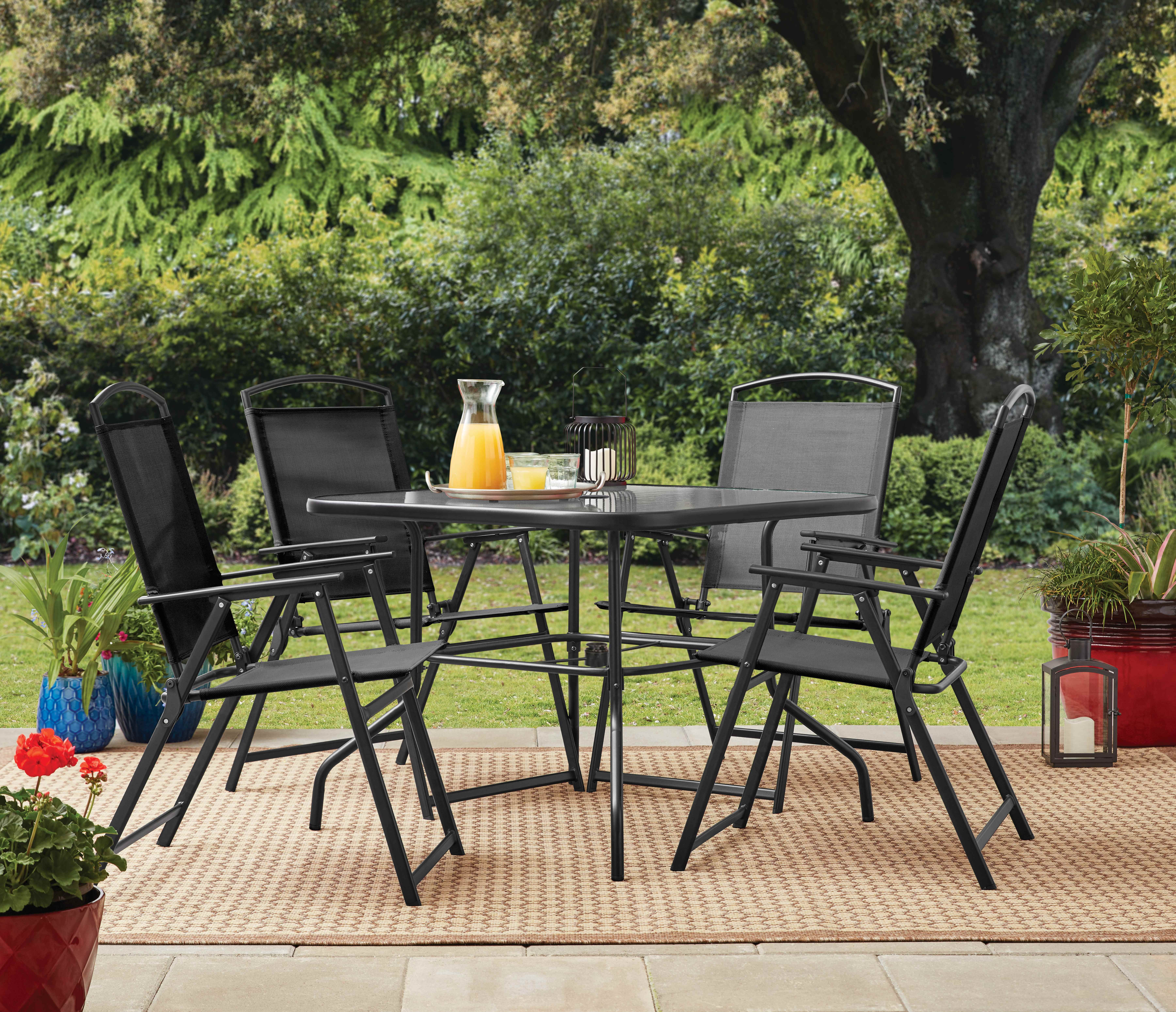 2026 Mainstays 5 Piece Albany Lane Outdoor Dining Set, Black