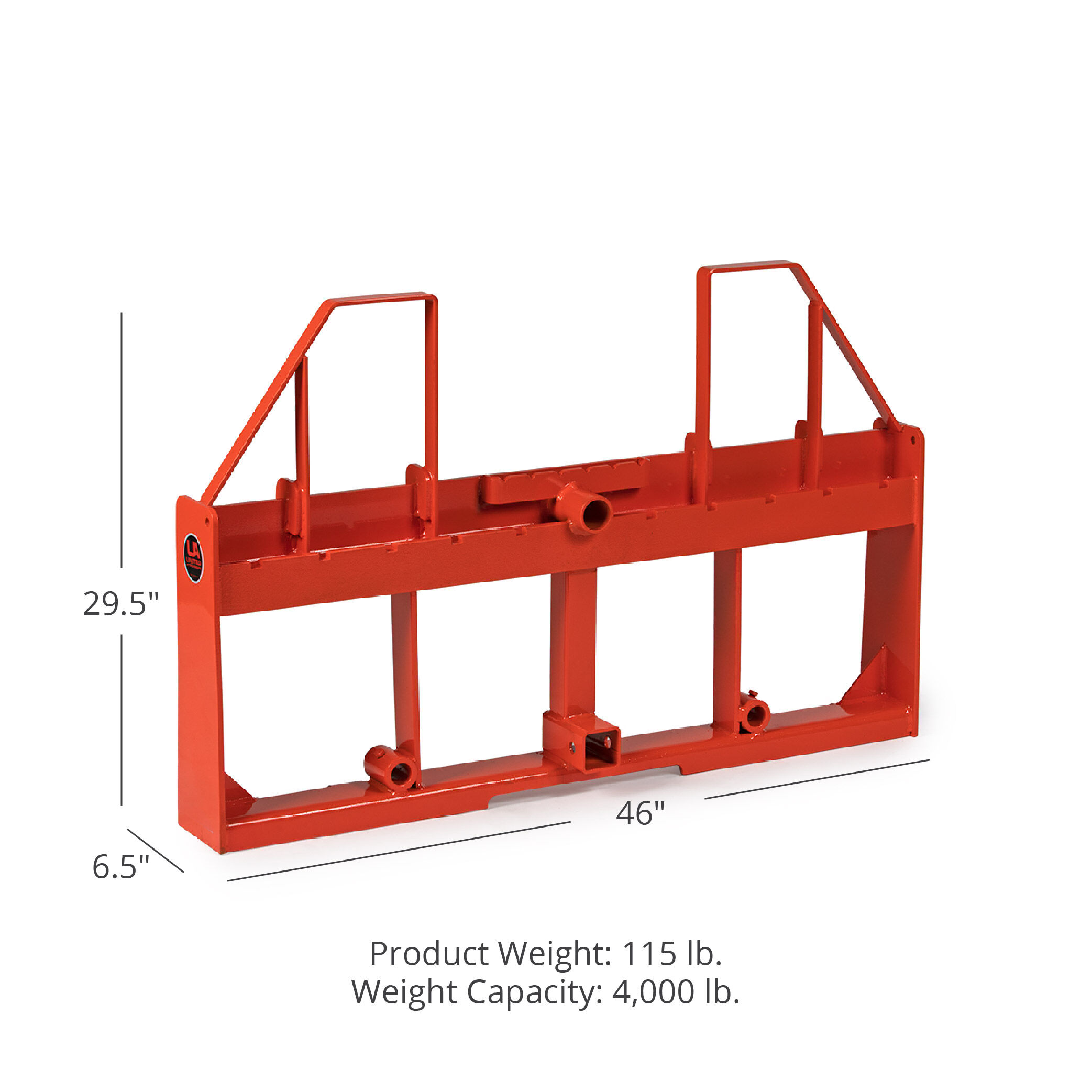 Titan Attachments UA USA Made Orange Step-Through Pallet Fork Frame Attachment, Rated 4,000 LB, Quick Tach Mounting