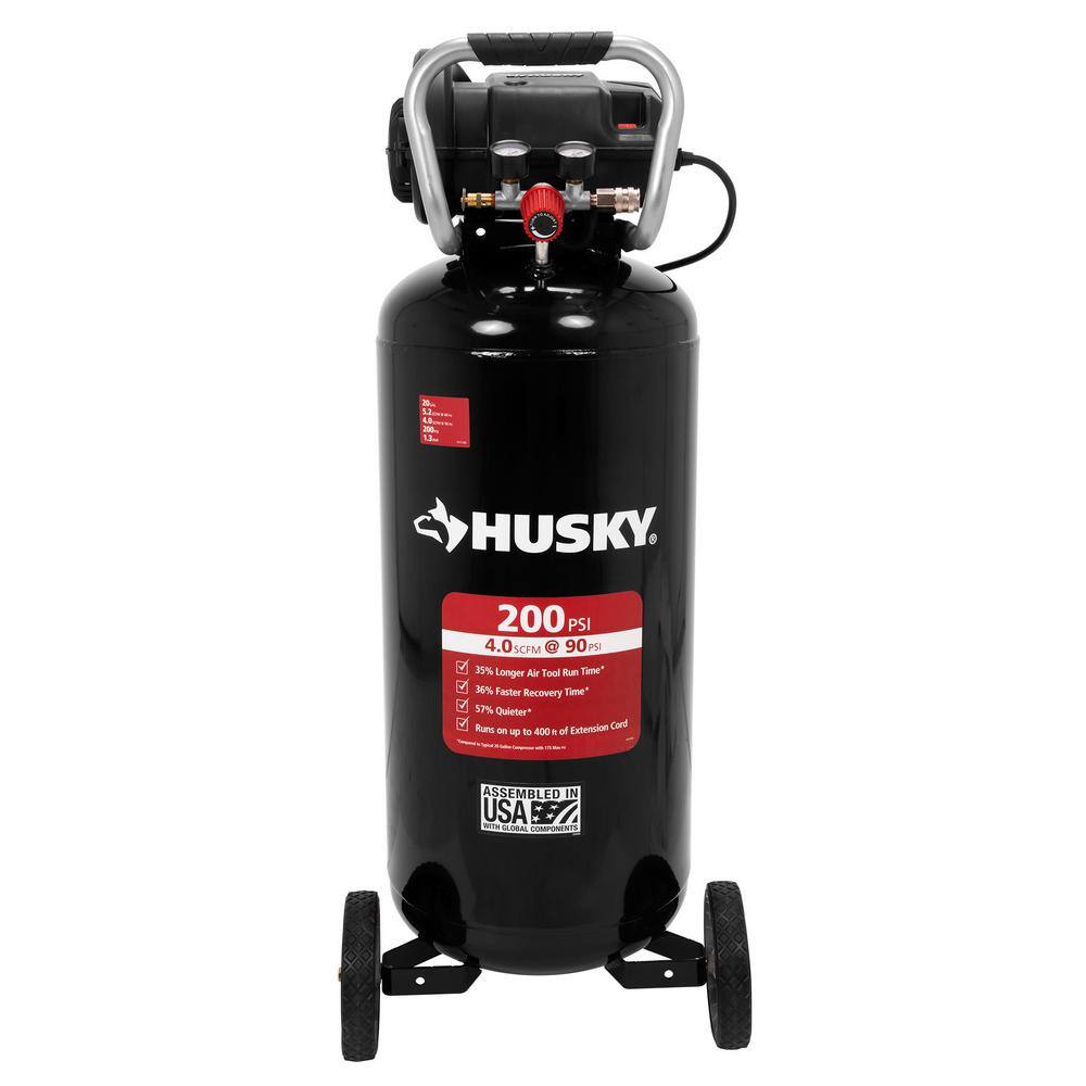 2026 Husky 20 Gal. 200 PSI Oil Free Portable Vertical Electric Air Compressor C202H
