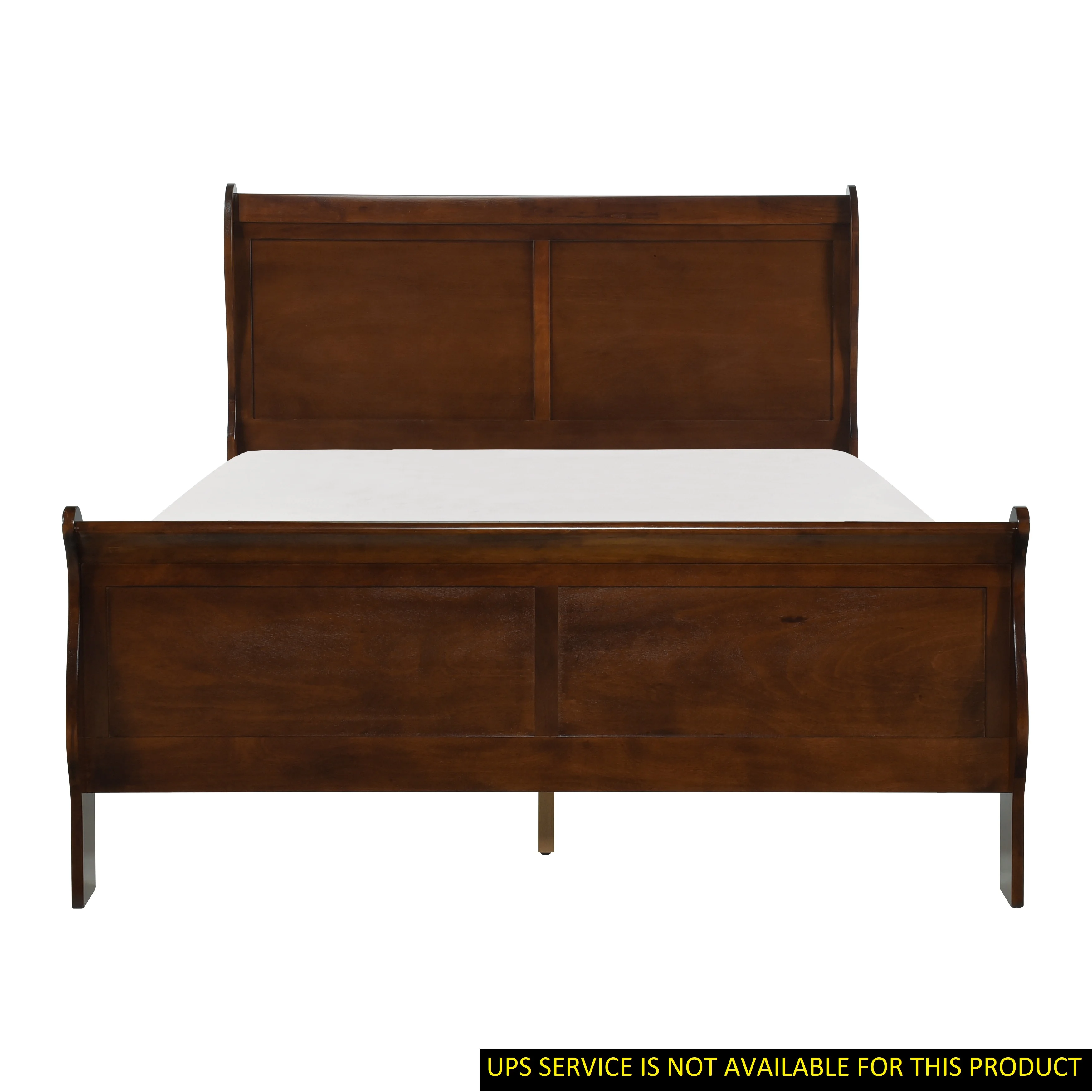 GeeHome Classic Louis Philipe Style Full Bed Brown Cherry Finish 1pc Traditional Design Bedroom Furniture Sleigh Bed
