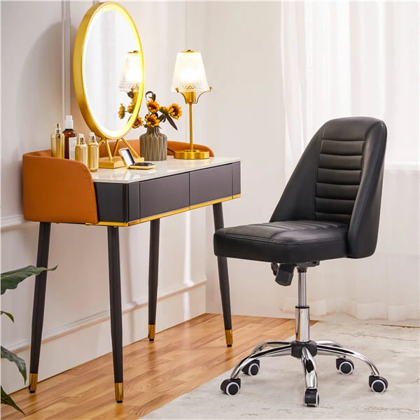 Yaheetech Mid Back PU Leather Armless Desk Office Chair