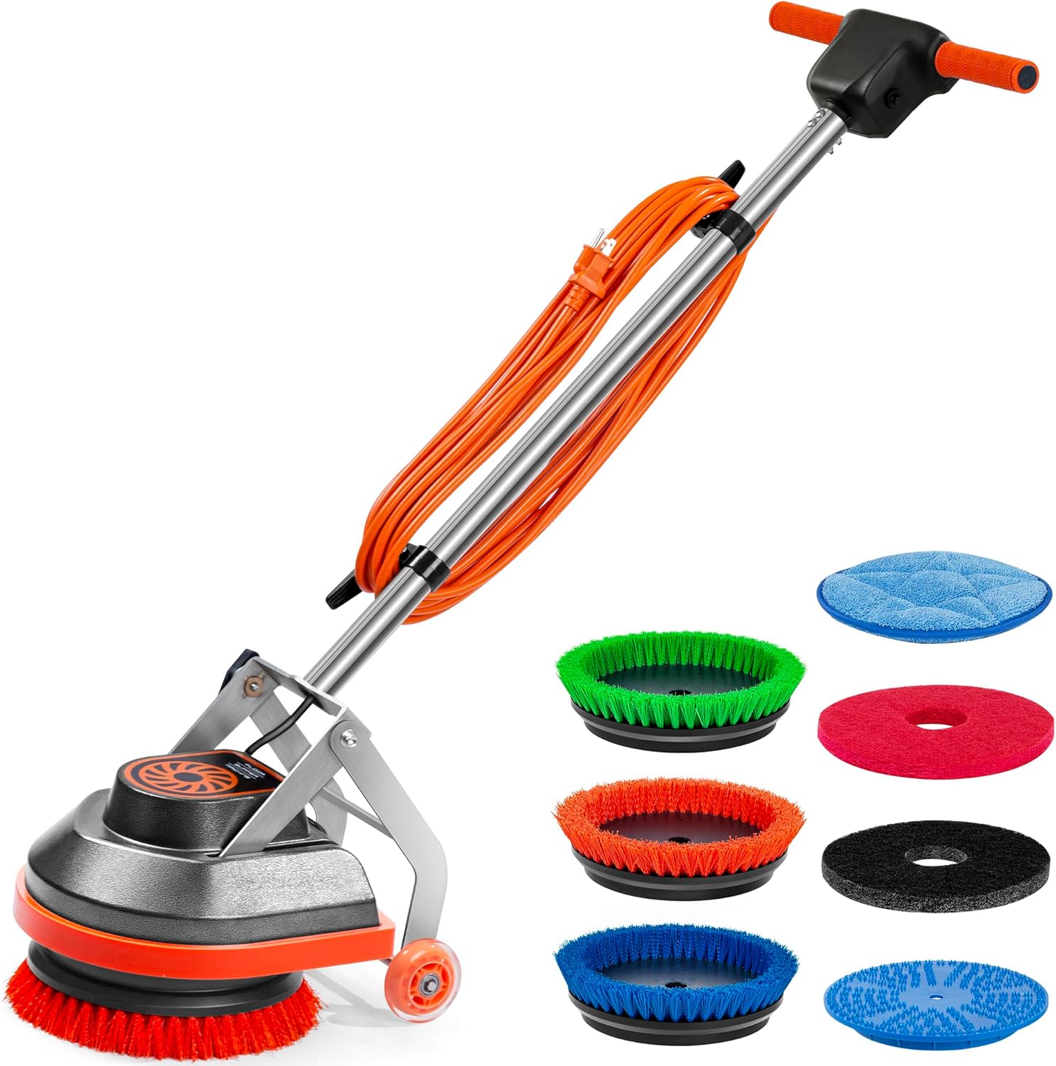 2026 Commercial Floor Scrubber Machine with Brushes and Pads, Heavy Duty Floor Buffer Polisher and Cleaner- Deep Cleaning Tile and Grout, Hardwood Floors and Carpets without Getting on Hands and Knees