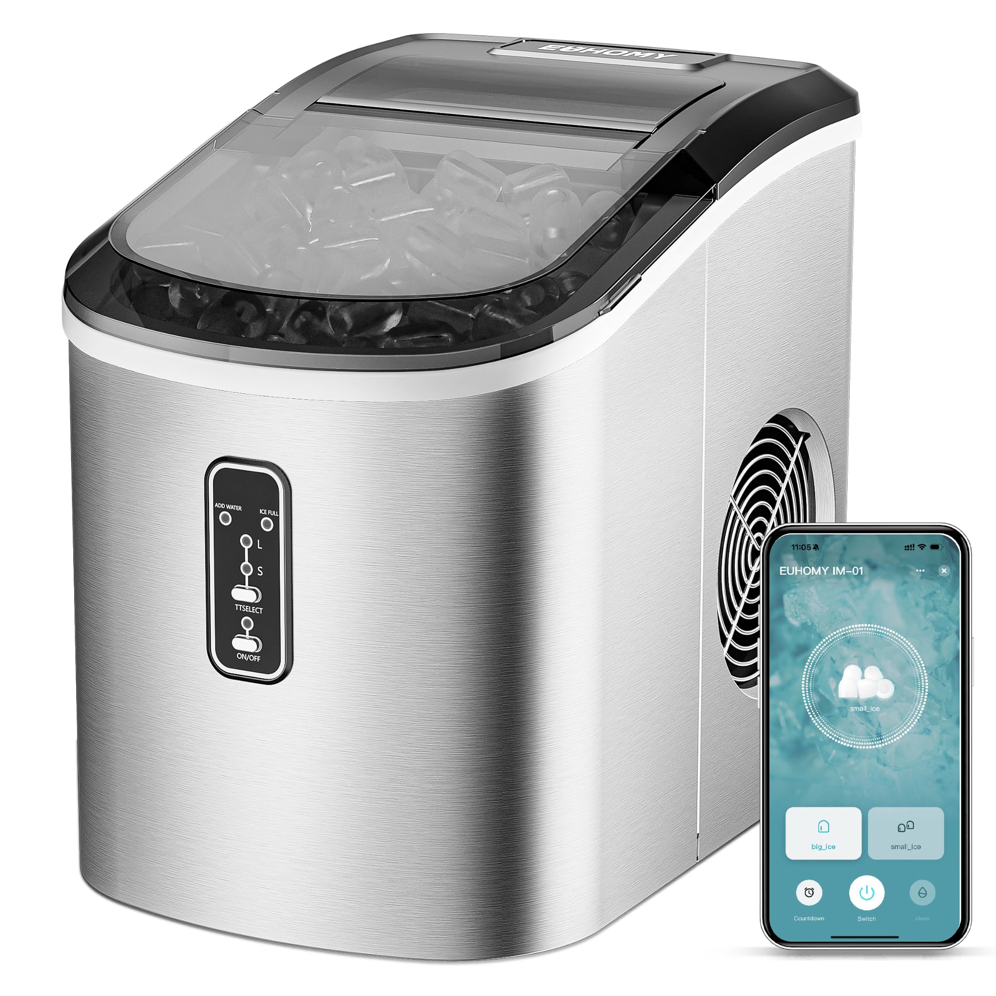 2026 EUHOMY Smart Ice Makers Countertop 26lbs Self-Cleaning Portable
