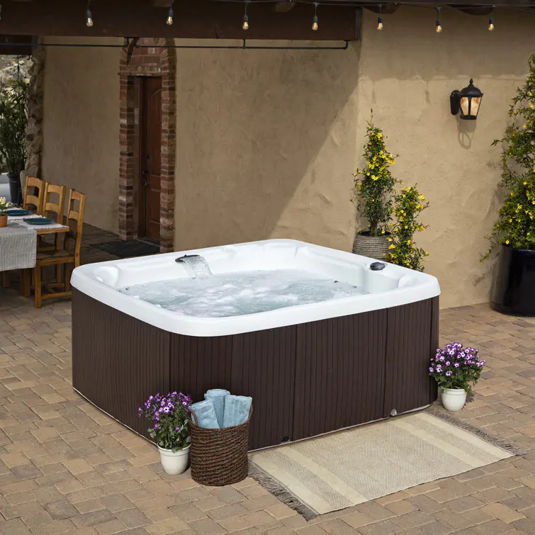 Lifesmart Spas 230 Volt 7 - Person 65 - Jet Square Hot Tub with Ozonator in Espresso