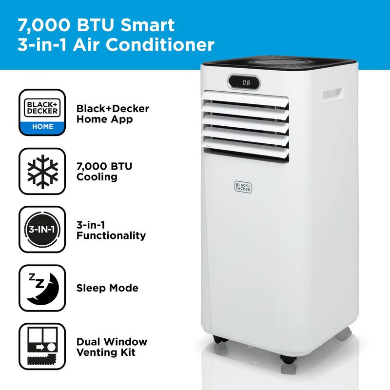 2026 Black+Decker BXAC40024GB 7000 BTU Portable Smart Air Conditioner