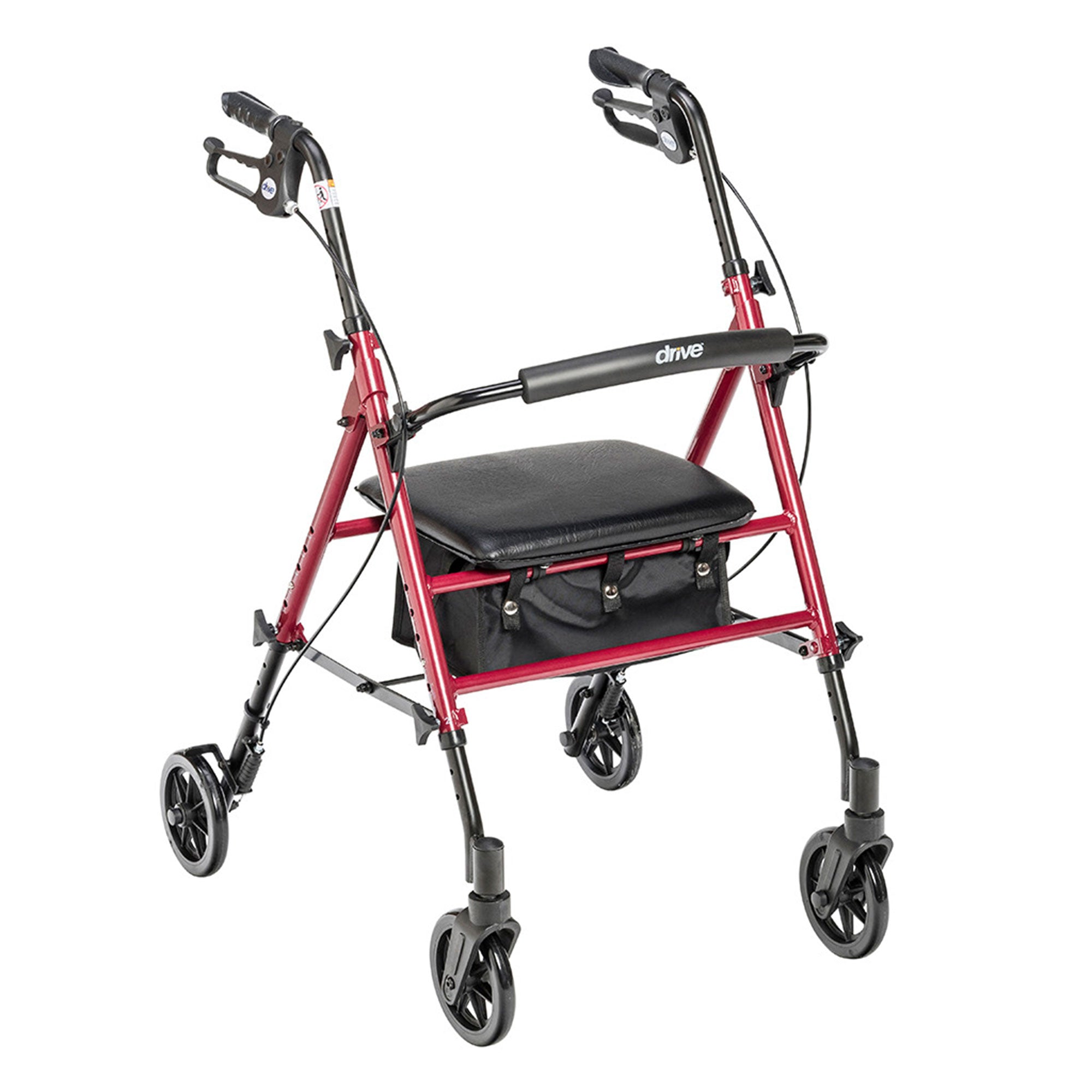 2026 Drive Medical Adjustable Height Aluminum Frame Rollator with 6 Inch Casters, Red
