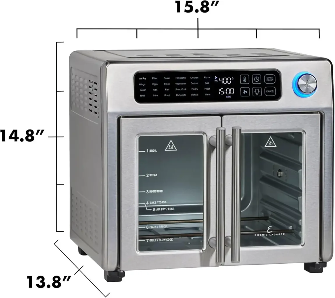 2026 Emeril Lagasse 26 QT Extra Large Air Fryer, Convection Toaster Oven with French Doors, Stainless Steel