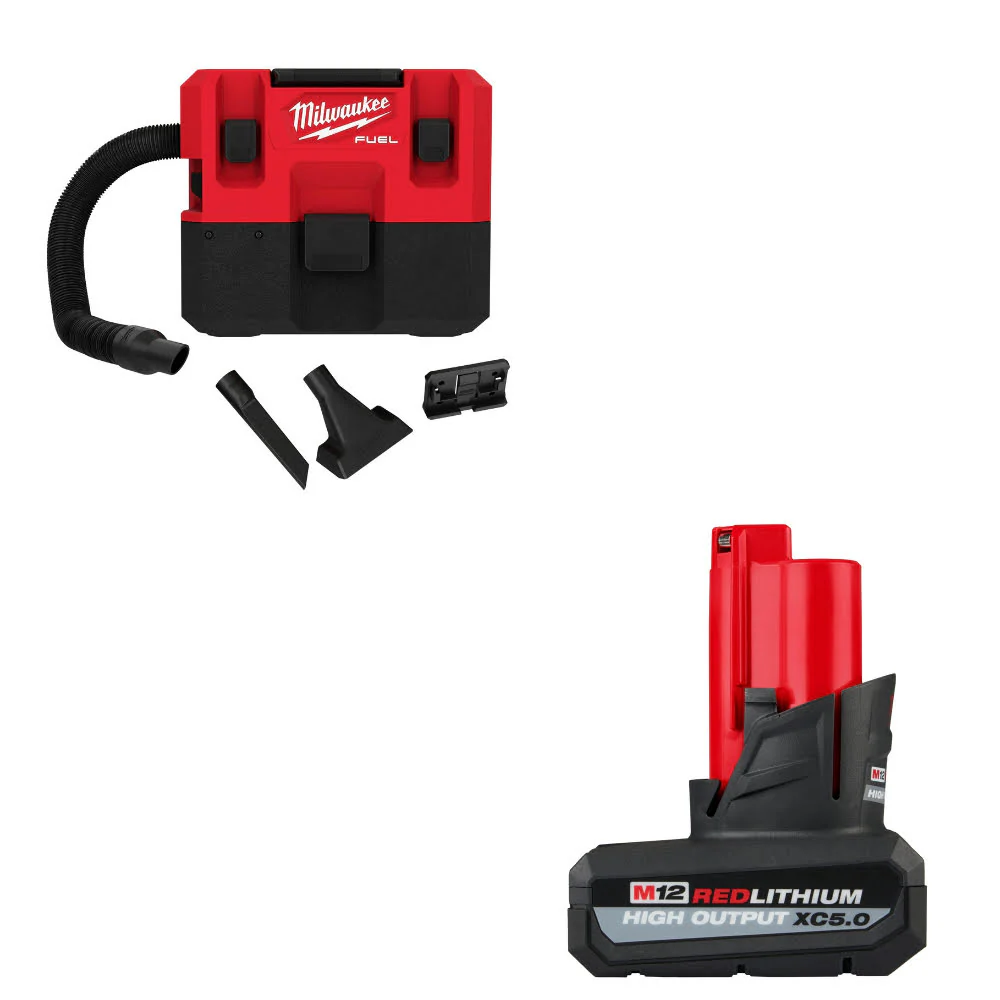 2026 Milwaukee 0960-20 M12 FUEL 1.6Gal Vacuum W/ FREE 48-11-2450 M12 Battery Pack