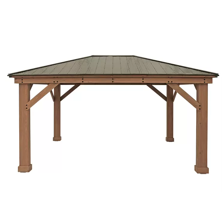 2026 Yardistry 12 x 16ft (3.7 x 4.9m) Wooden Gazebo with Peaked Aluminium Roof