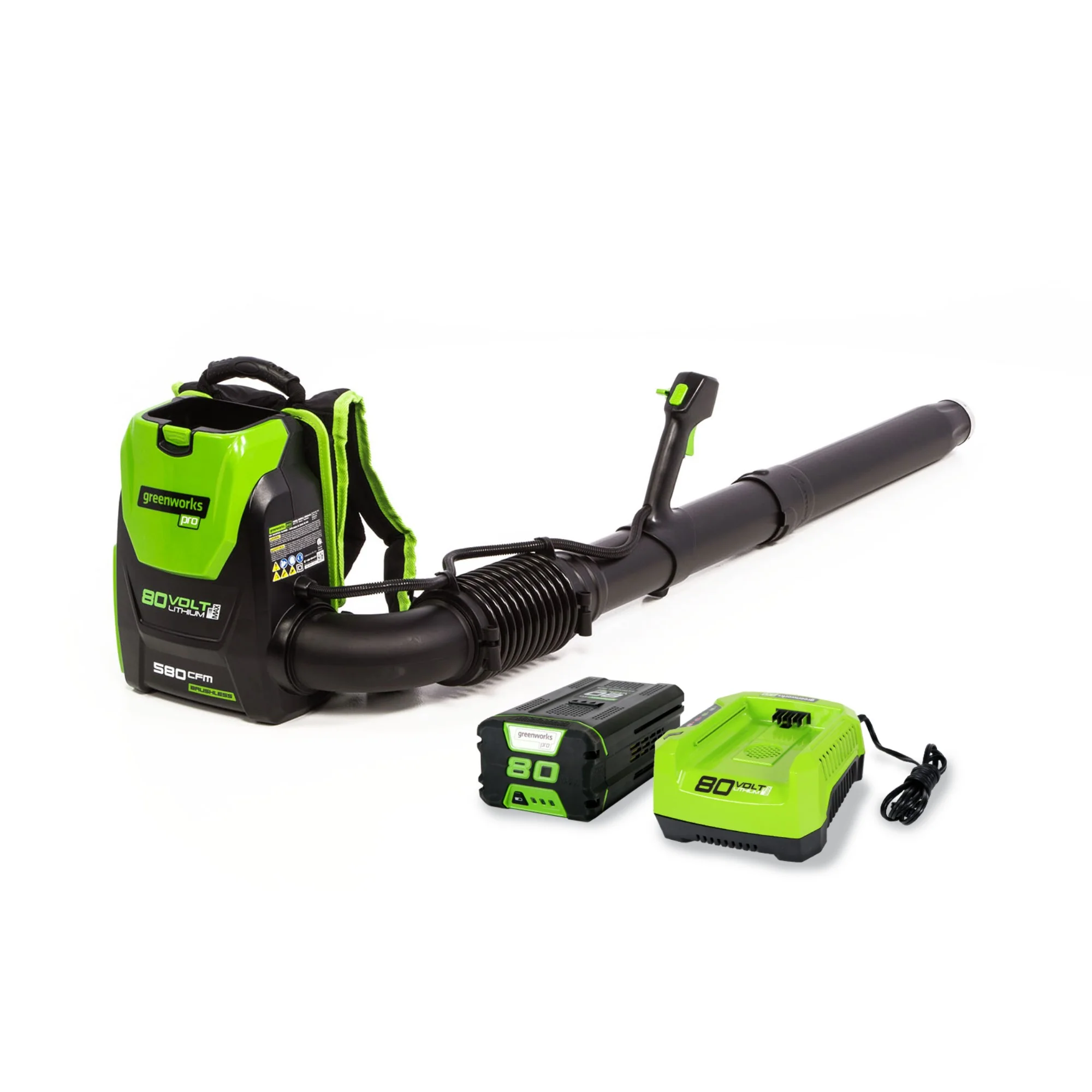 80V 580 CFM Brushless Backpack Blower w/ 2.5Ah Battery & Charger