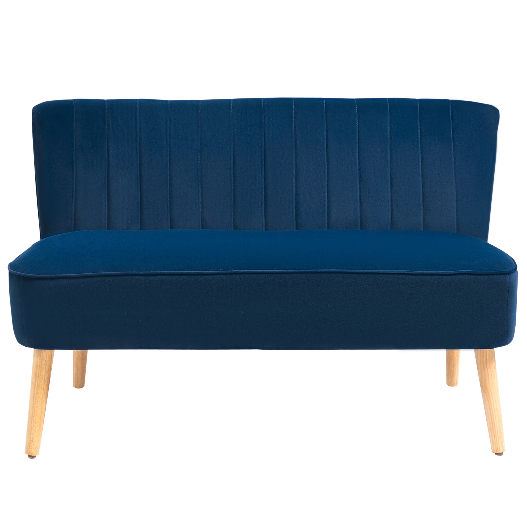 Modern Linen Loveseat Couch, 2 Seater Compact Sofa with Padded & Wood Leg, Grey