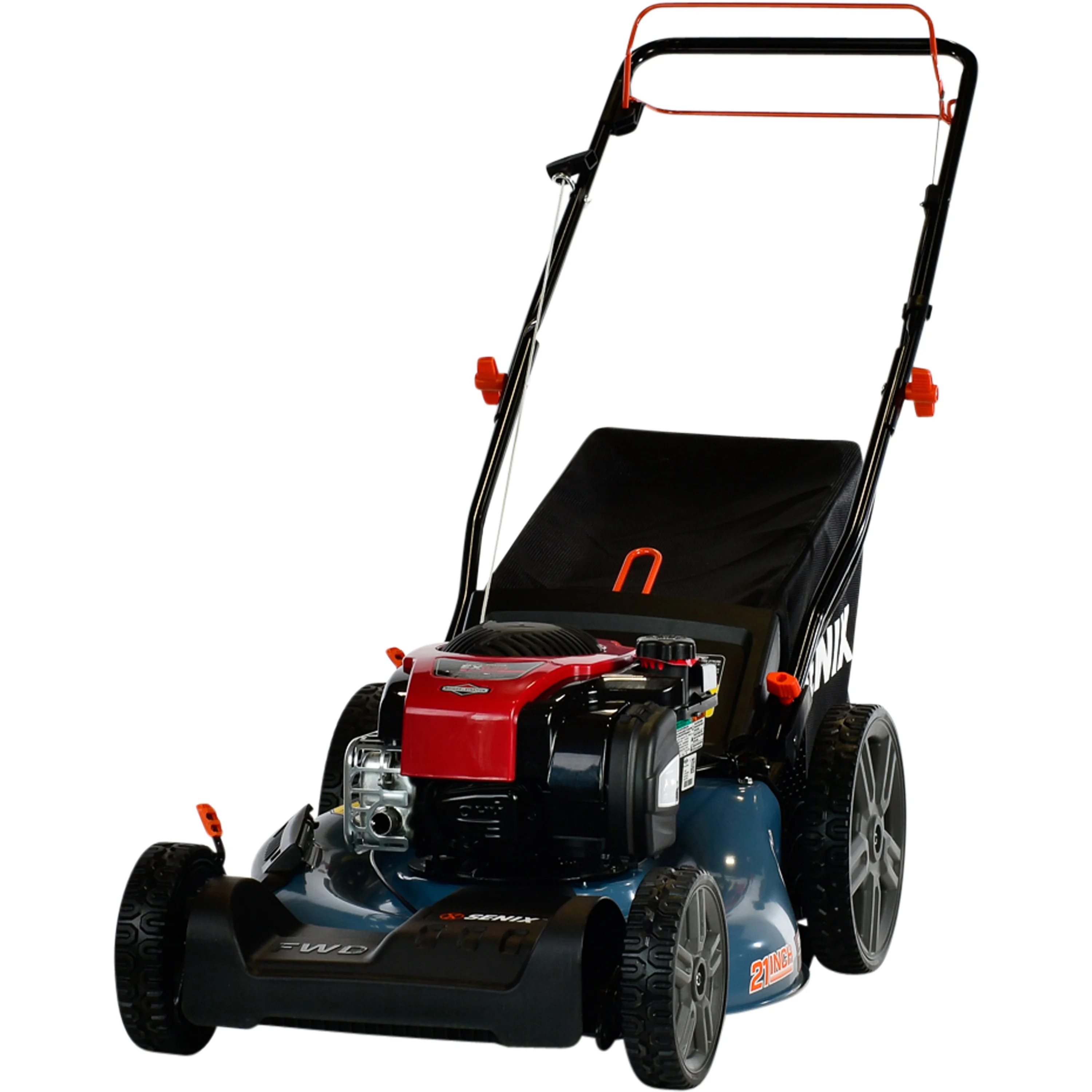 2026 SENIX Self-Propelled Gas Lawn Mower, 21-Inch, 150 cc 4-Cycle Briggs & Stratton Engine, 3-In-1 Single Speed Lawnmower, 6-Position Height Adjustment with 11-Inch Rear Wheels, LSSG-M1, Blue