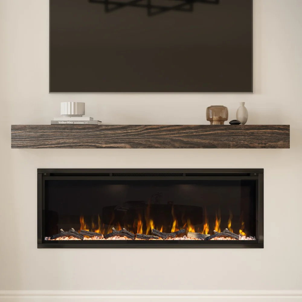 Modern Ember 50 in. Aerus LED Smart Electric Fireplace in Black with App Remote Control, Timer, and Multi-Color Flames