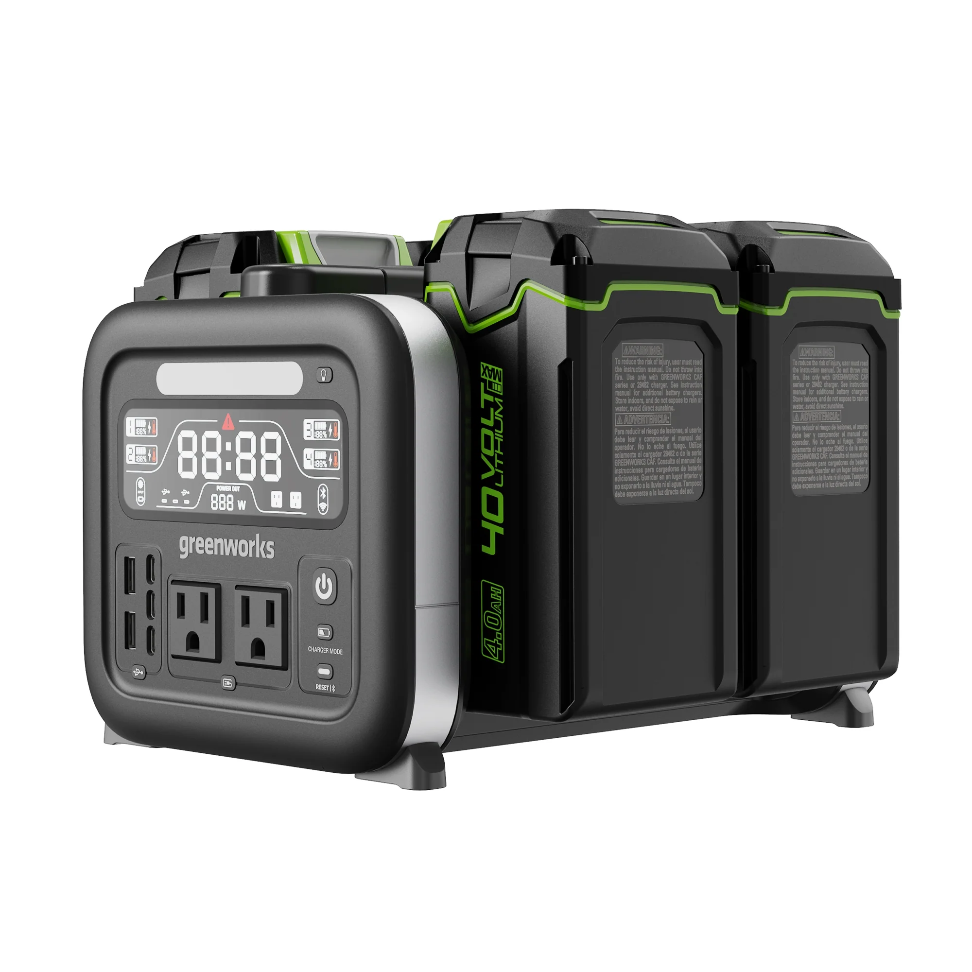 2026 40V 500W 4-Slot Inverter Portable Power Station w/ (4) 4.0Ah Batteries & Built-In Charger