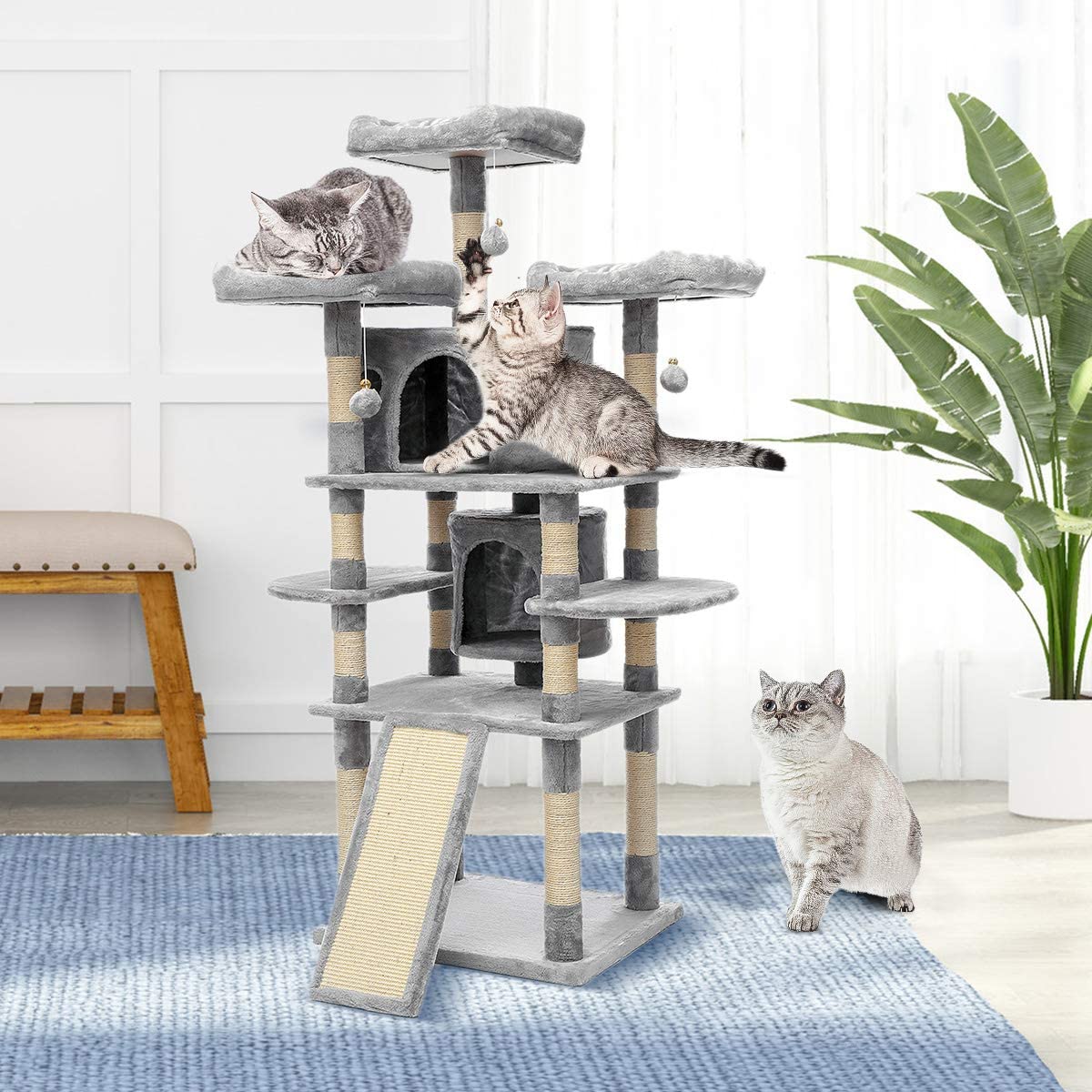 67-Inch Cat Tree Kitty Condo Ladder Playhouse