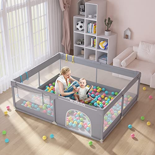 SUPFOO Extra Large Baby Playpen with Mat 71