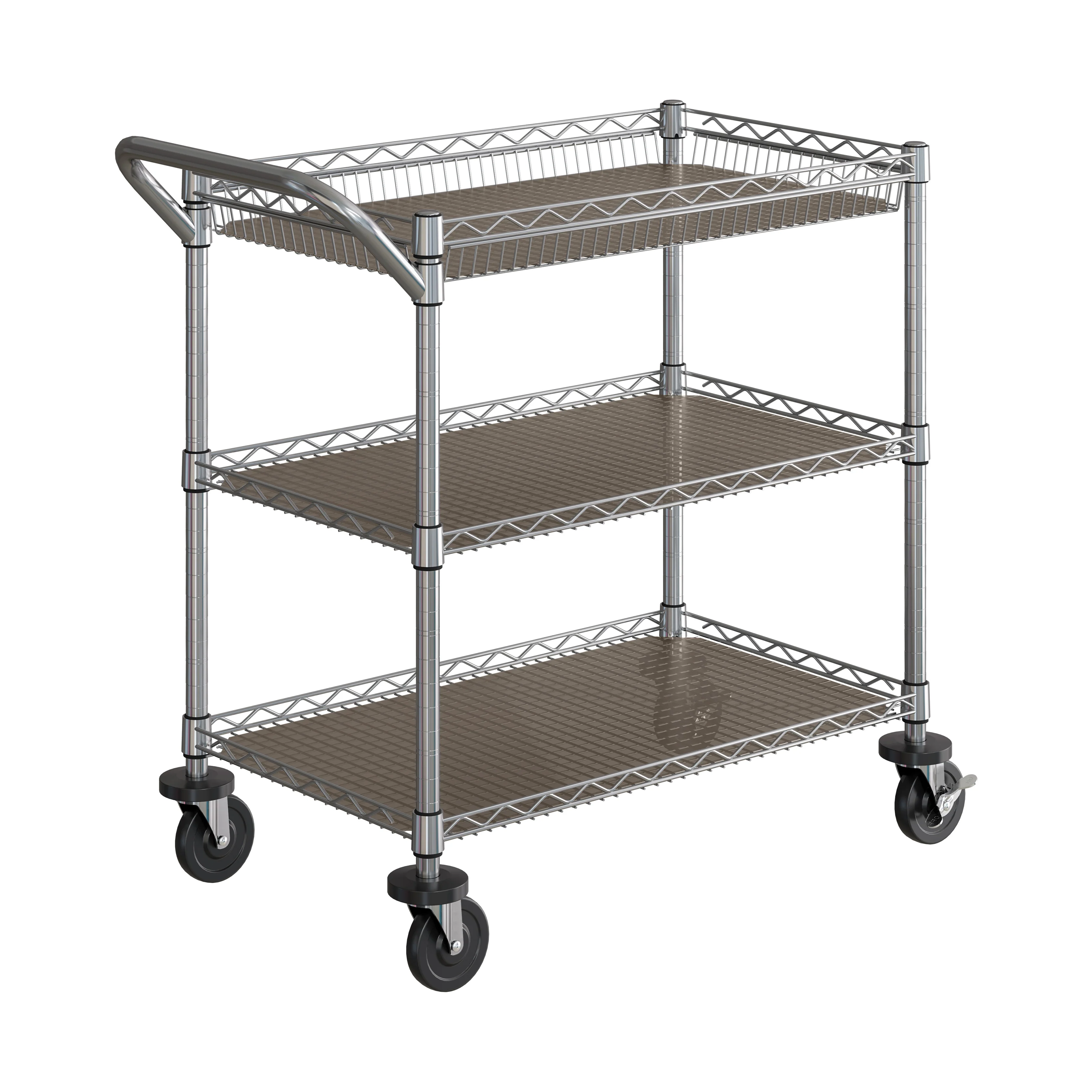 2026 3-Tier NSF Utility Cart with Shelf Liners