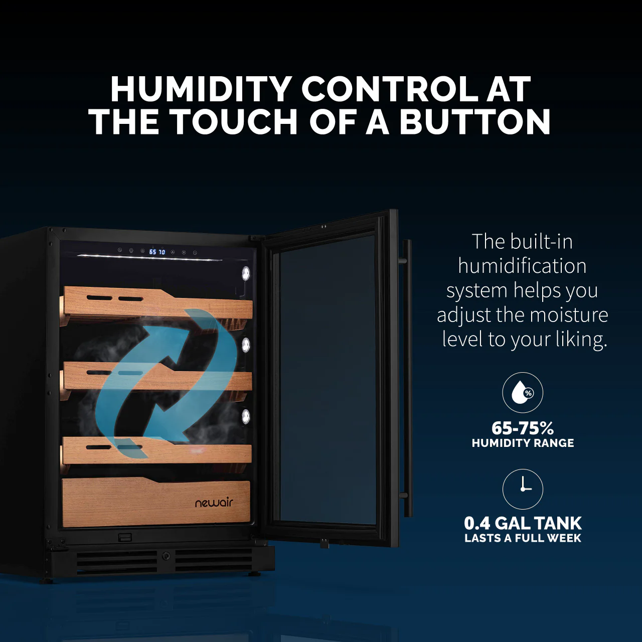 2026 Newair® Electric Cigar Humidor, 1,500-Count, Built-In or Freestanding