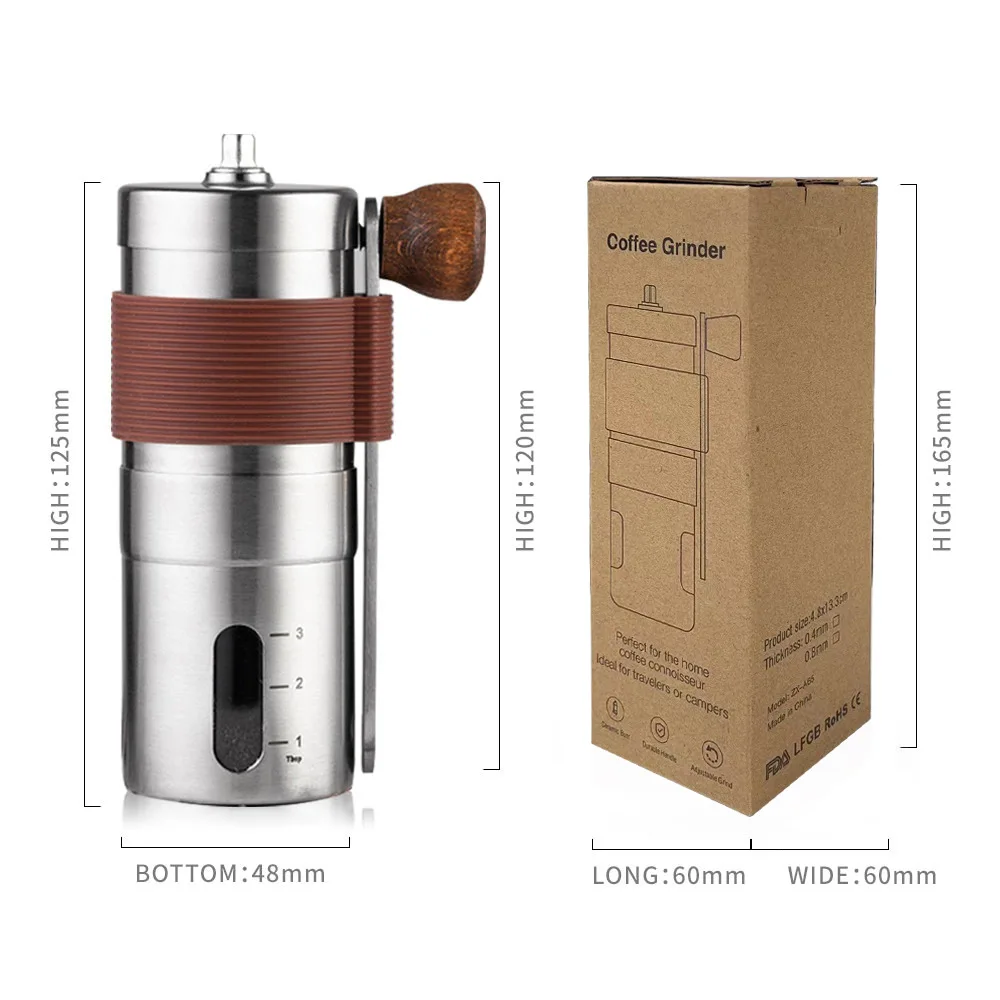 Portable Mini Manual Coffee Grinder Stainless Steel Washable Ceramic Core Coffee Beans Machine Home Grinders Coffee Accessories