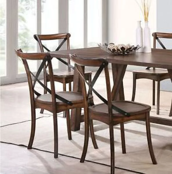 2026 Unique Design Wooden Side Chairs 4pc Set Dark Oak Finish Dining Furniture