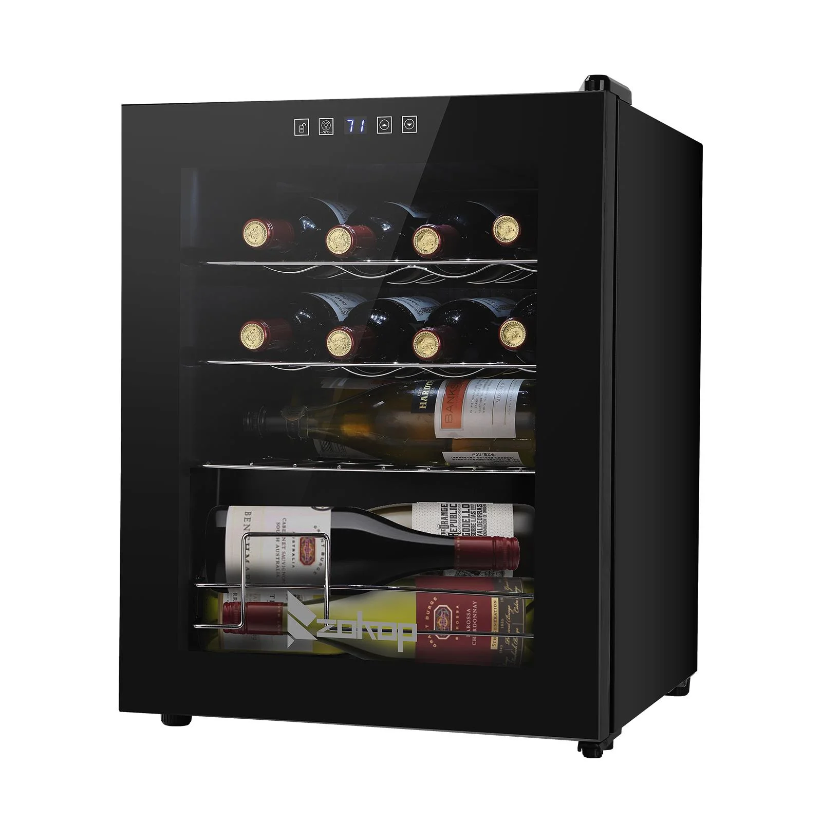 2026 Zimtown 16 Bottle Compressor Wine Cooler Refrigerator w/Lock | Large Freestanding Wine Cellar For Red, White, Champagne or Sparkling Wine | Digital Temperature Control Fridge Glass Door Black