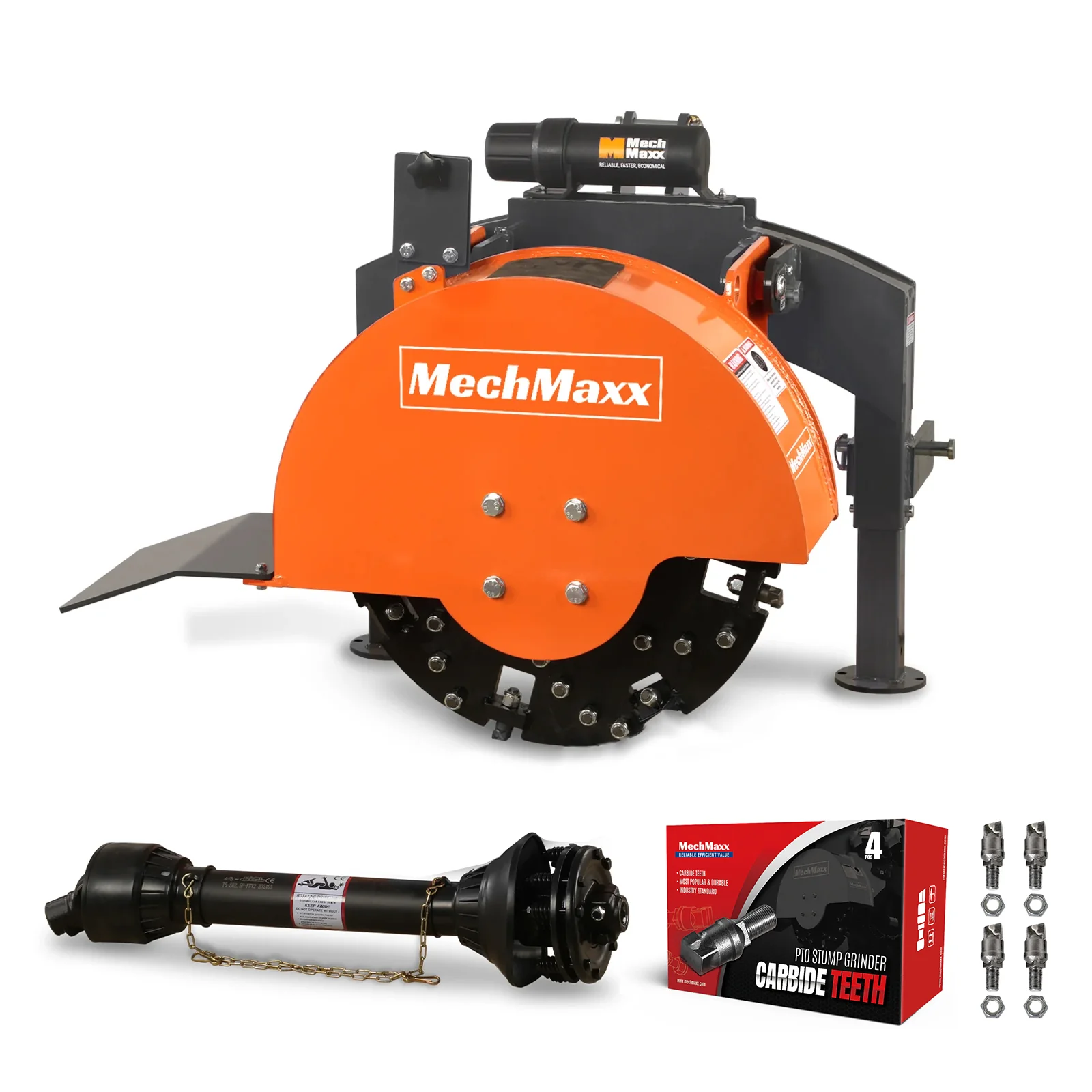 2026 MechMaxx SG24 3-Point PTO Stump Grinder with 34 Carbide Teeth (PTO Shaft with Slip Clutch Included), Fits 15-45HP Tractors