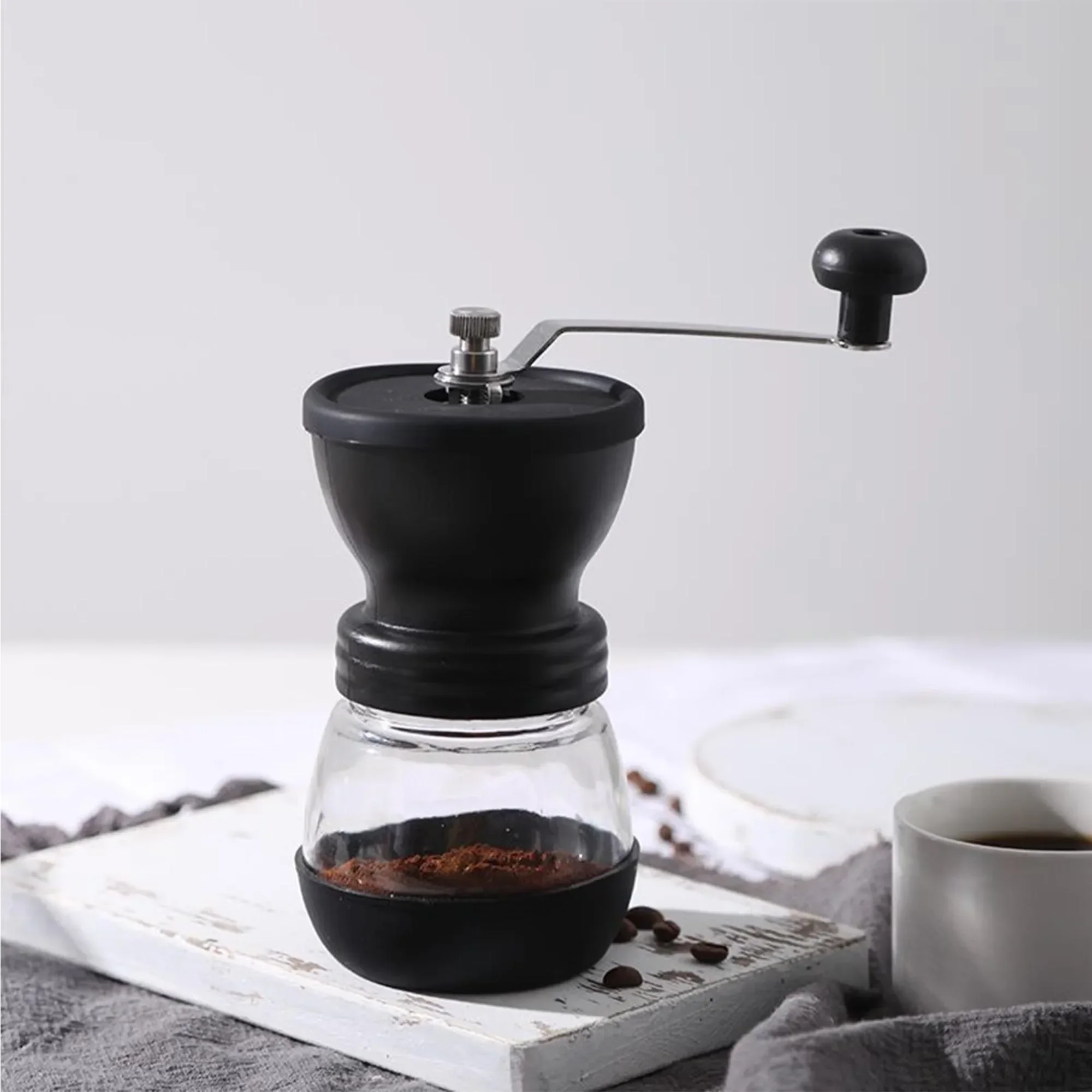 Wholesale Hand Crank Coffee Mill Ceramic Core Manual Coffee Grinder with Glass Jar