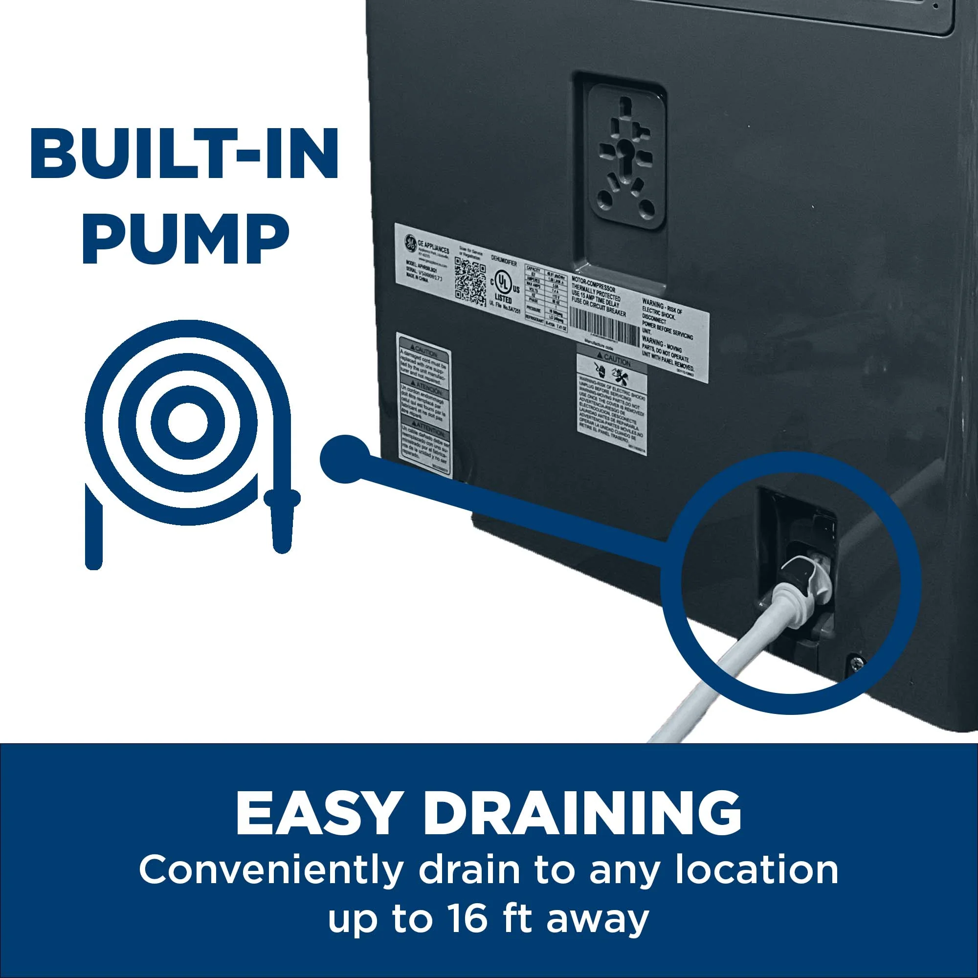 2026 Ge Appliances APEW50LZ Ge® Energy Star® 50 Pint Portable Dehumidifier With Built-In Pump For Wet Spaces