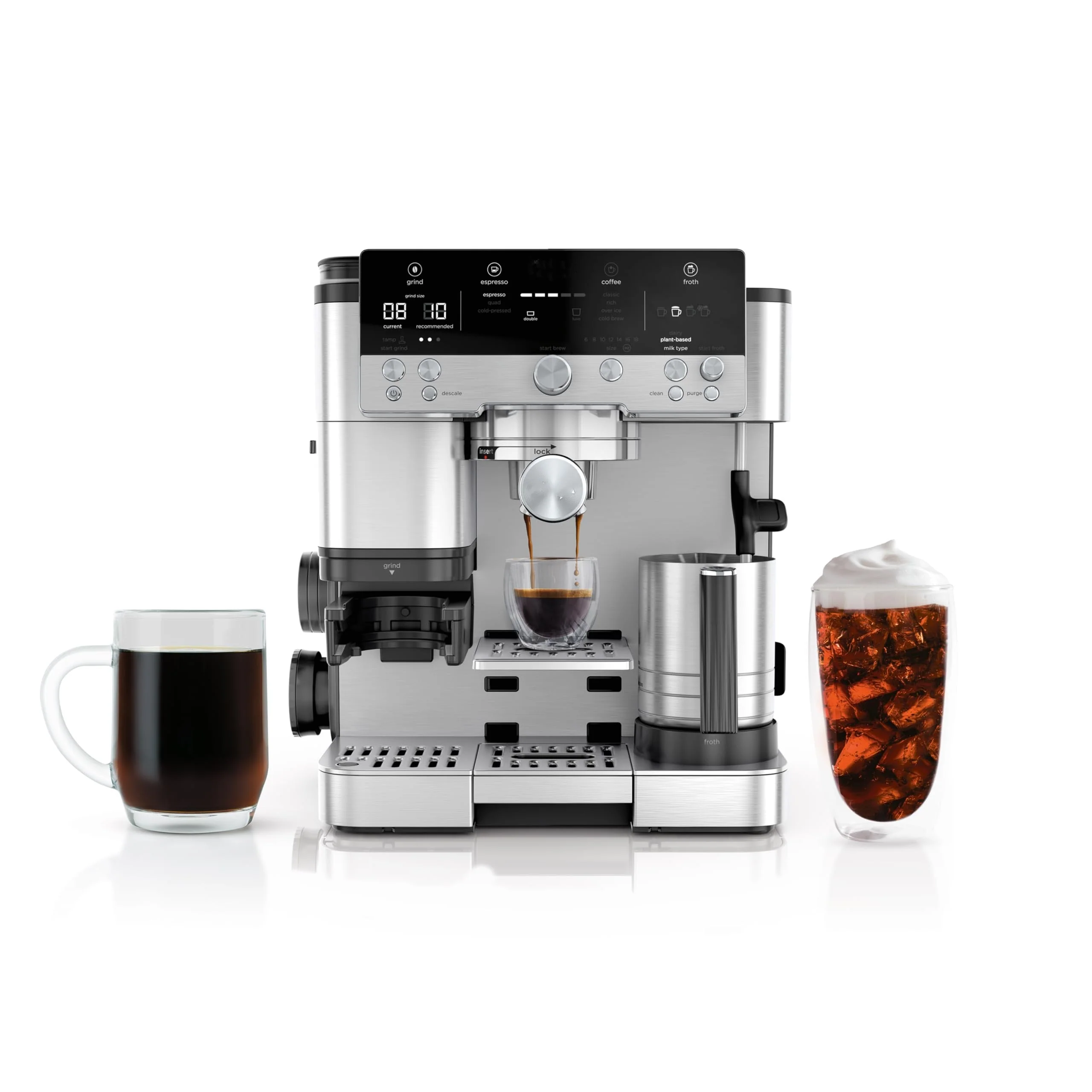 2026 R-ES601 Luxe Café Premier Series Espresso Machine, Drip Coffee, Cold Brew, Grinder, Tamper, Frother, Silver
