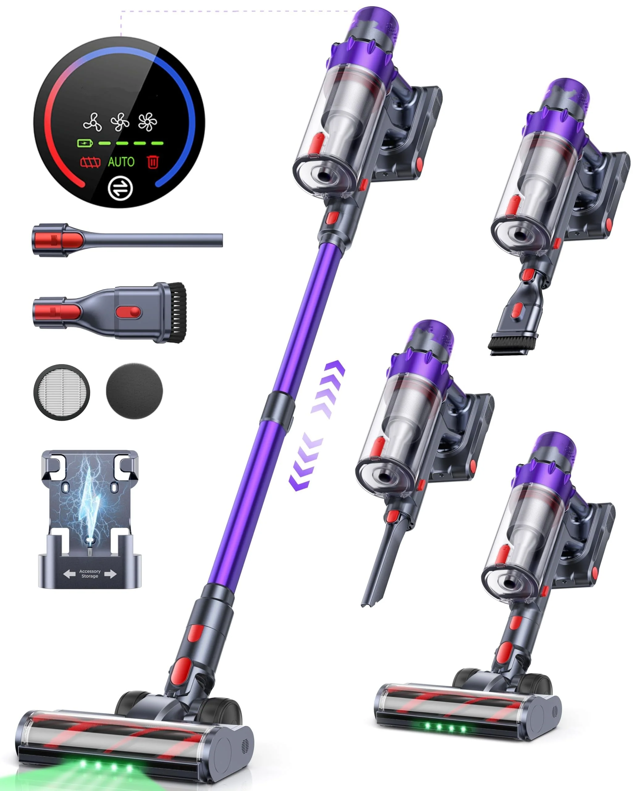 Cordless Vacuum Cleaner 550W – 45KPA, 60 Min Runtime, Stick & Handheld